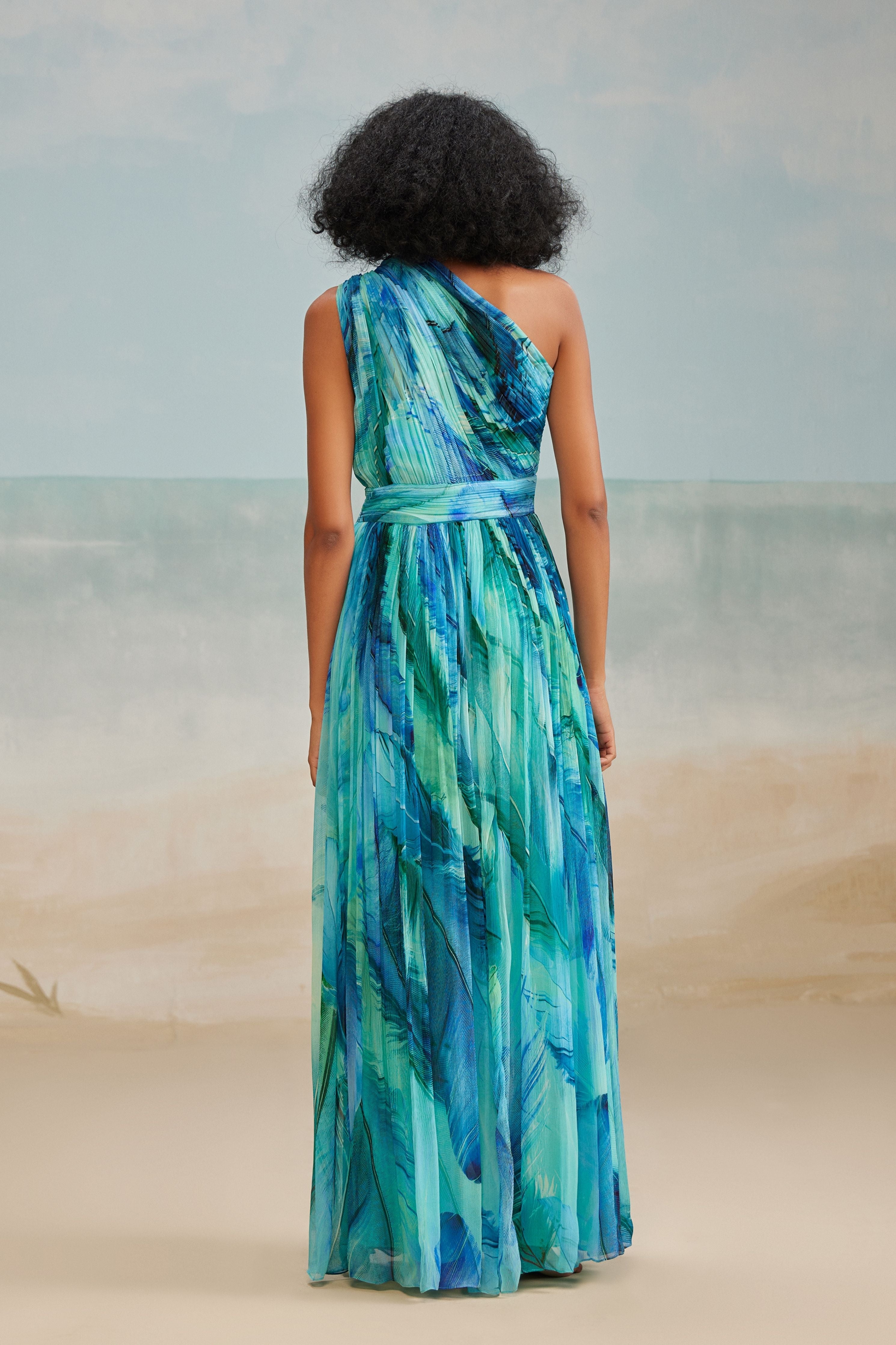 Darla Feather Gathered One Shoulder Dress