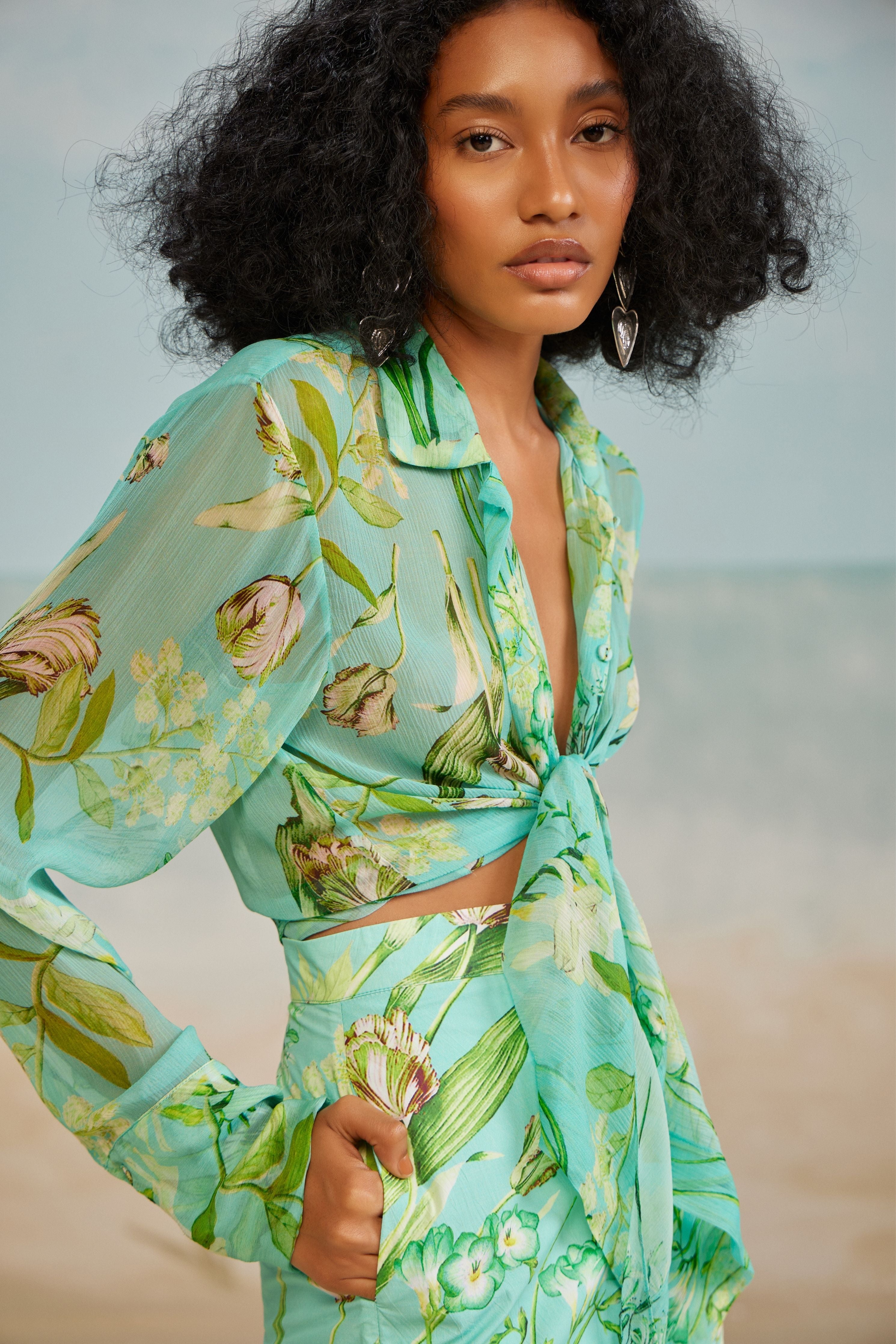 Mele Front Tie Shirt