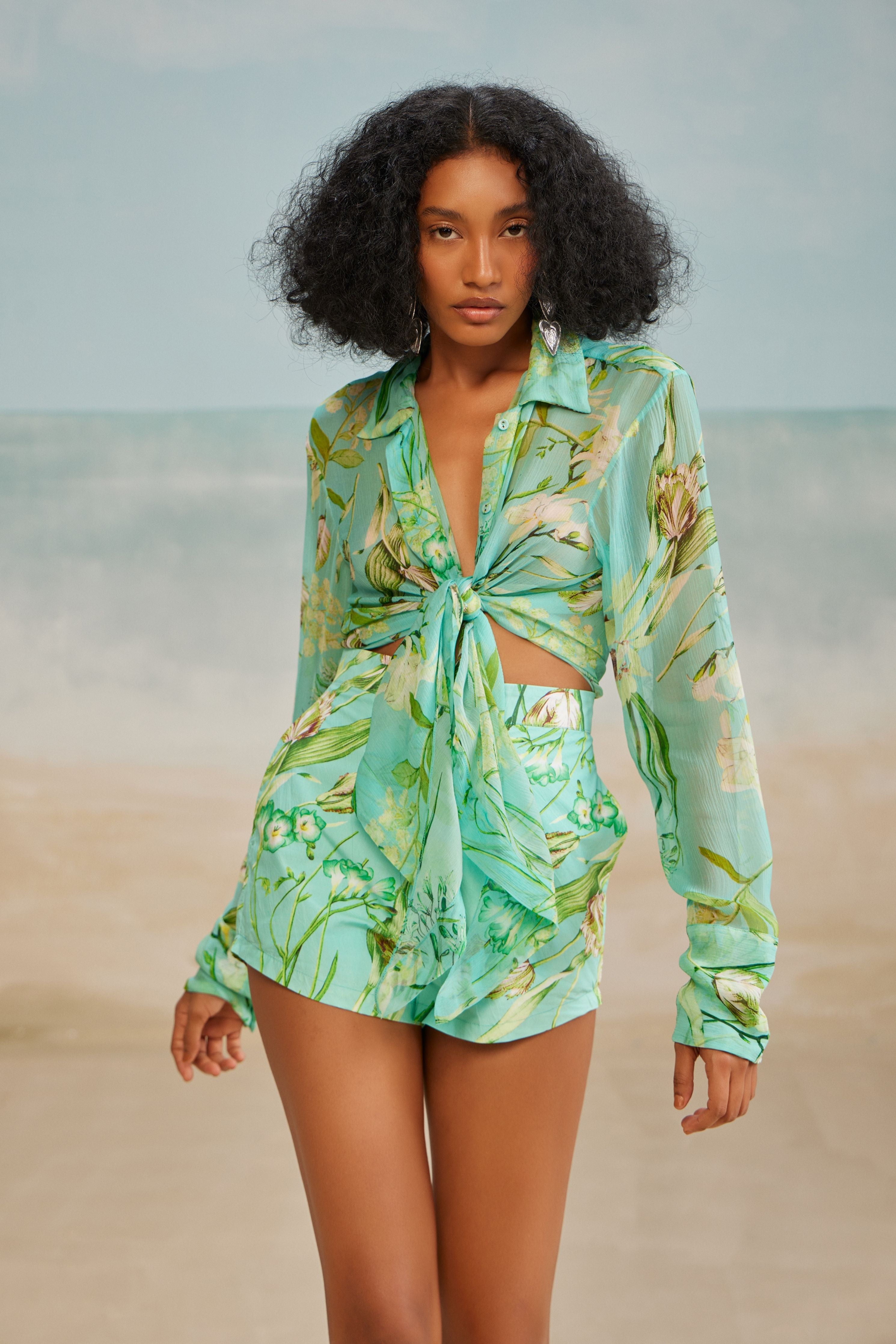 Mele Front Tie Shirt