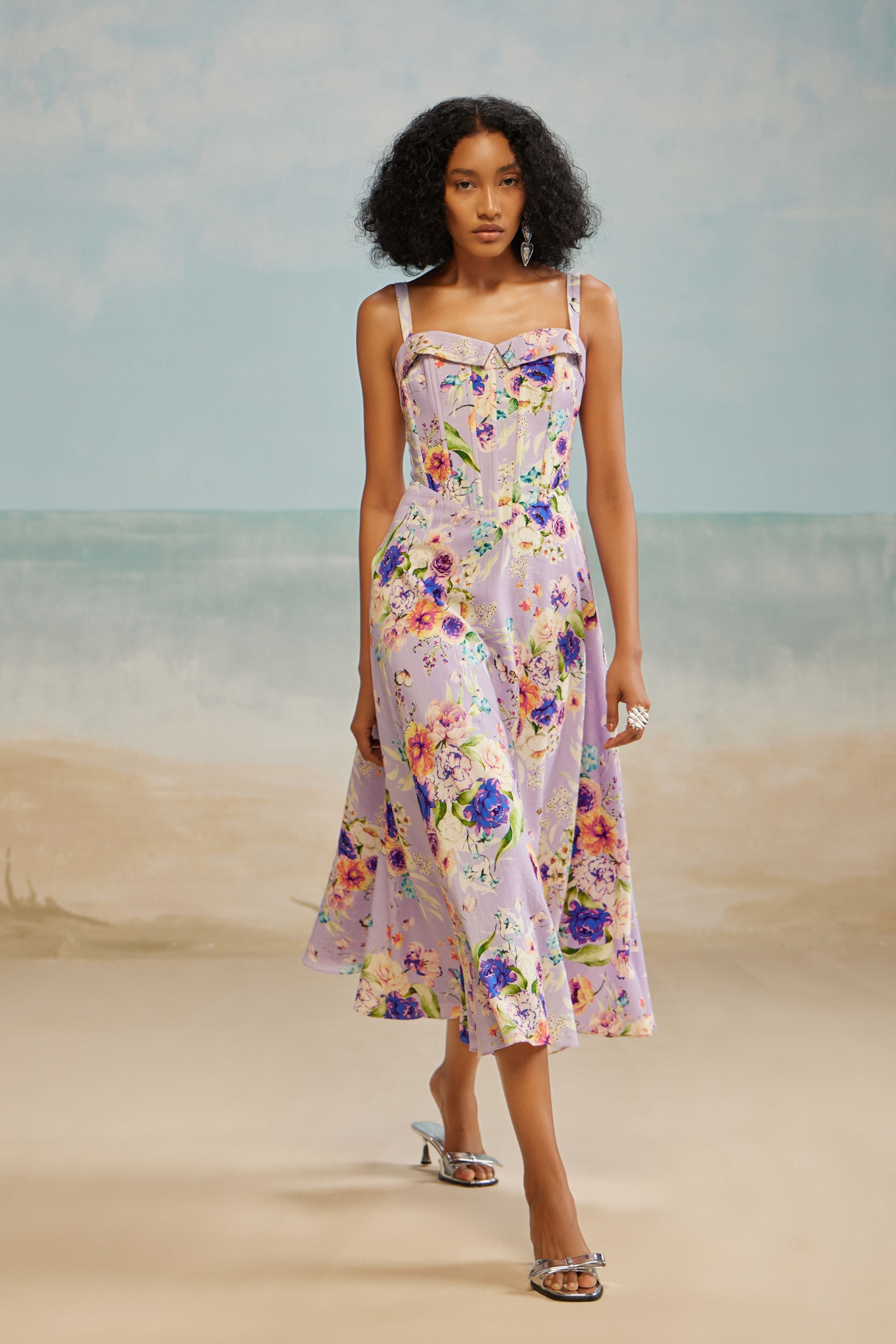 Lilac  Corset Midi Dress