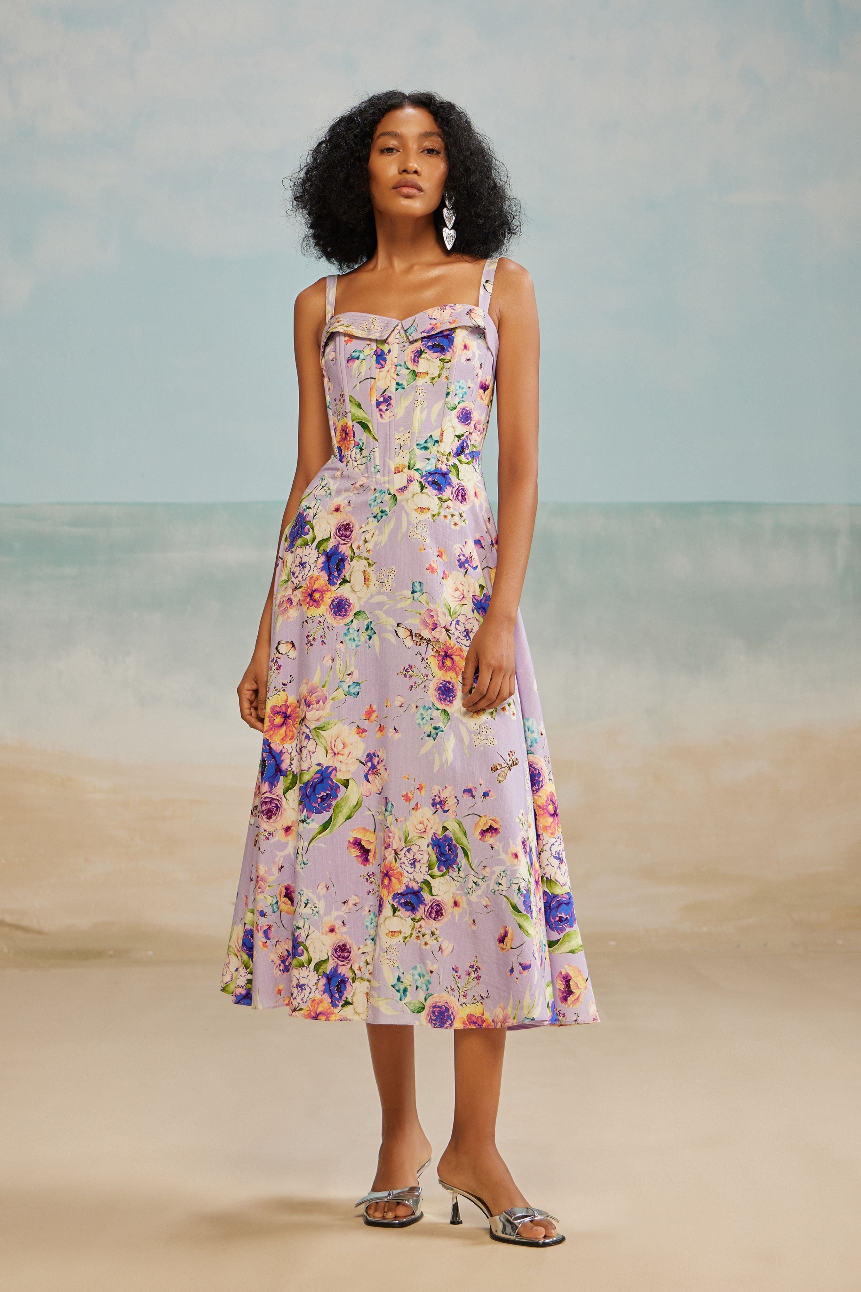 Lilac  Corset Midi Dress