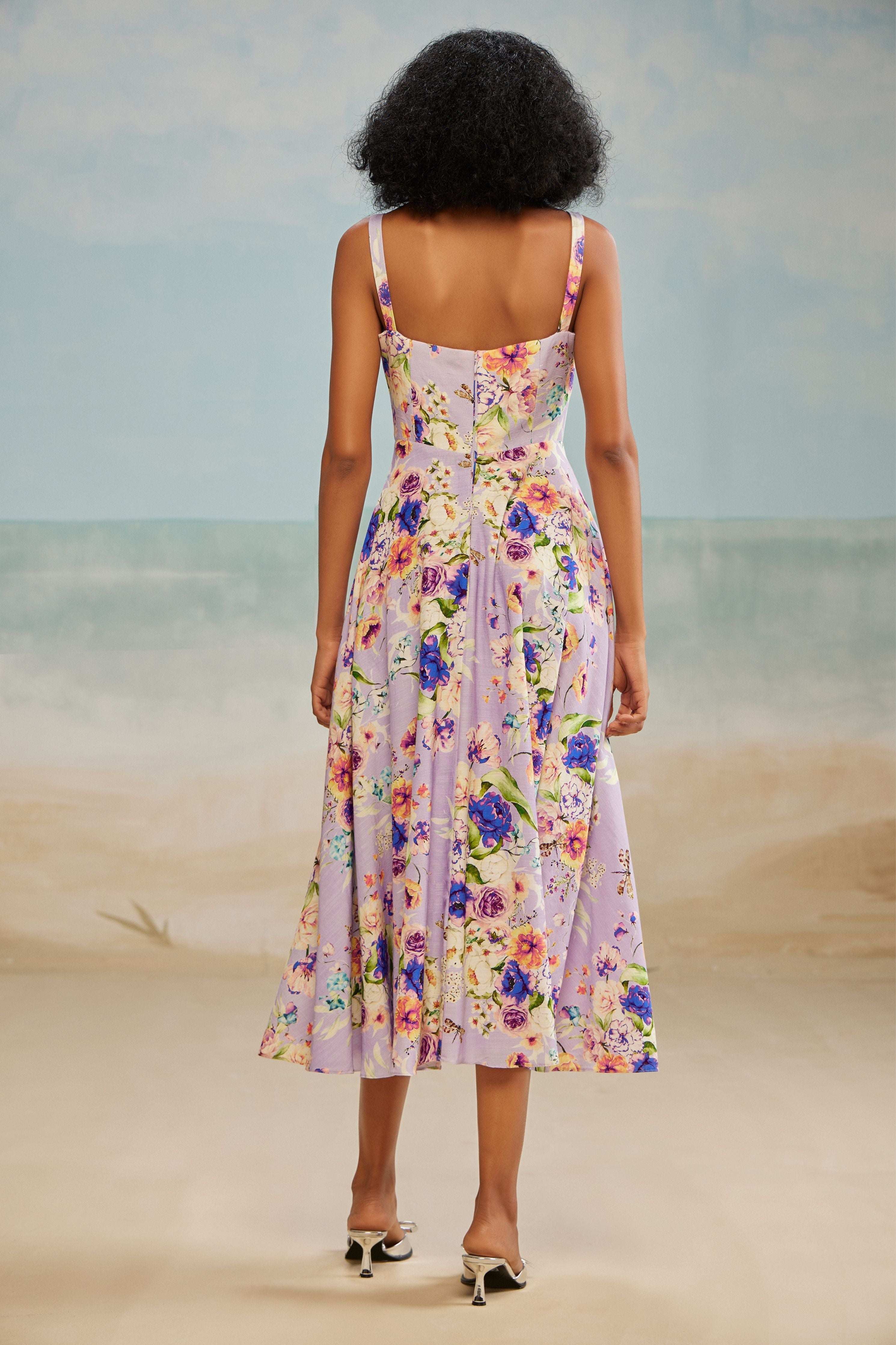 Lilac  Corset Midi Dress