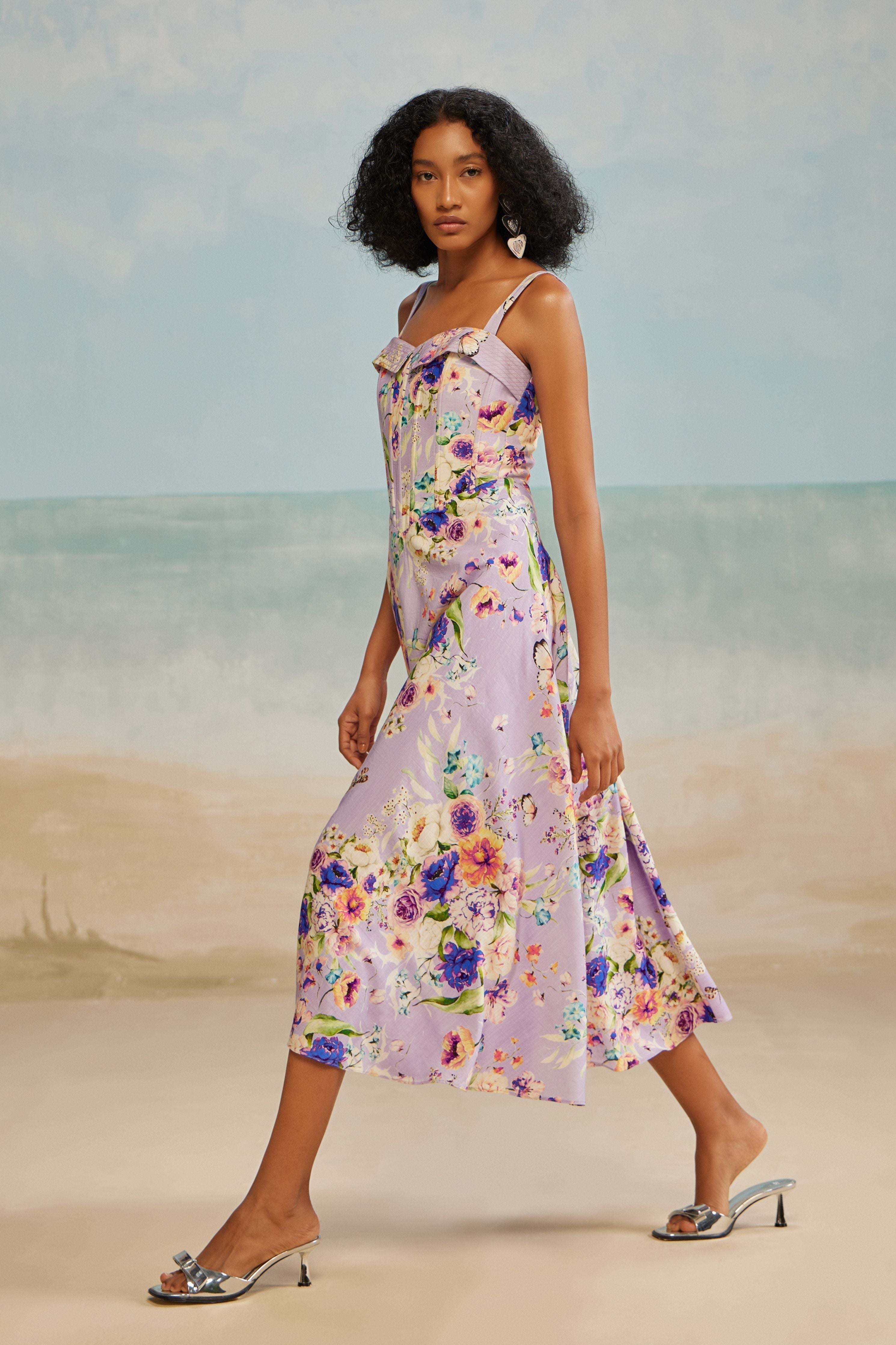 Lilac  Corset Midi Dress