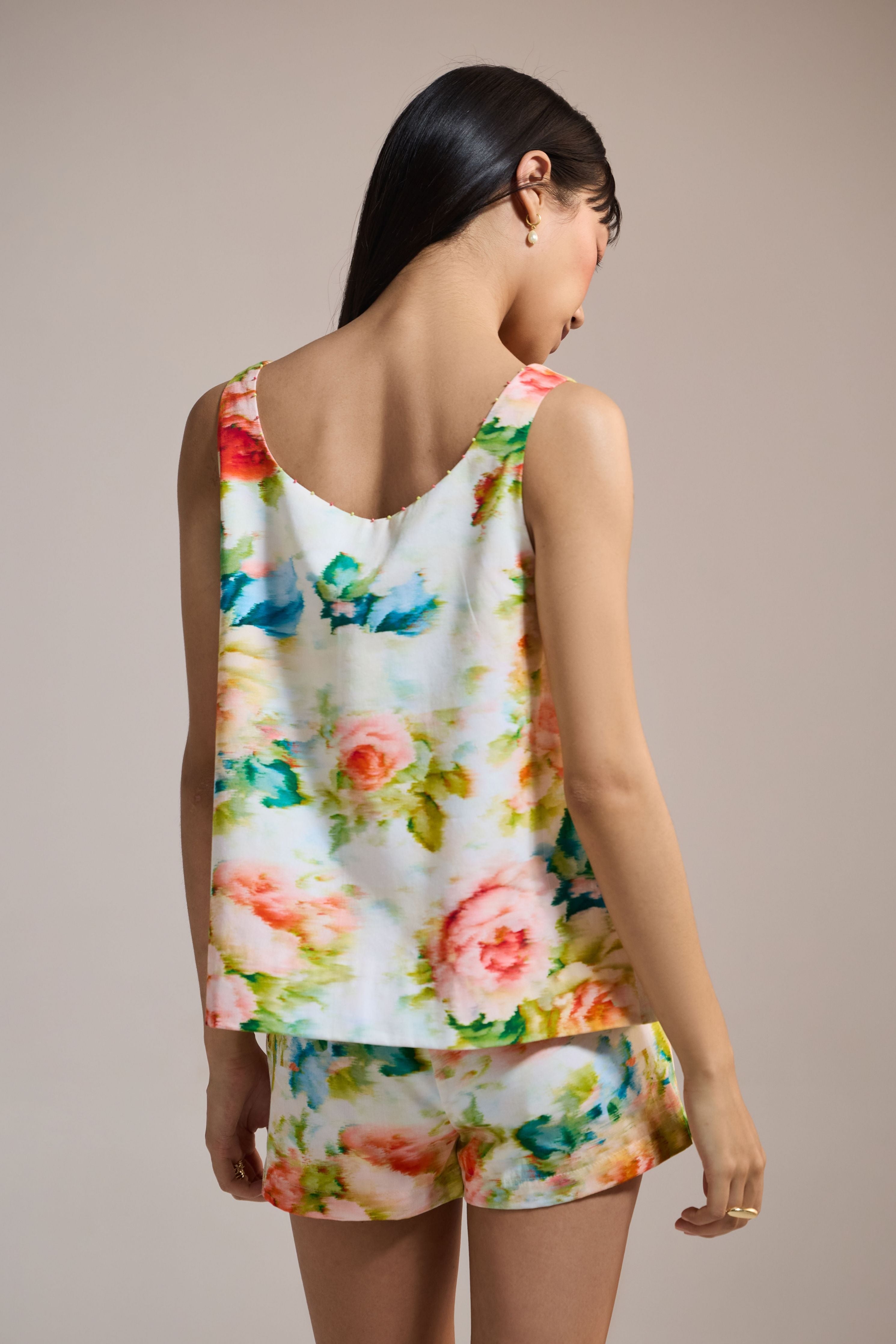 Watercolor Bloom Sleeveless Top