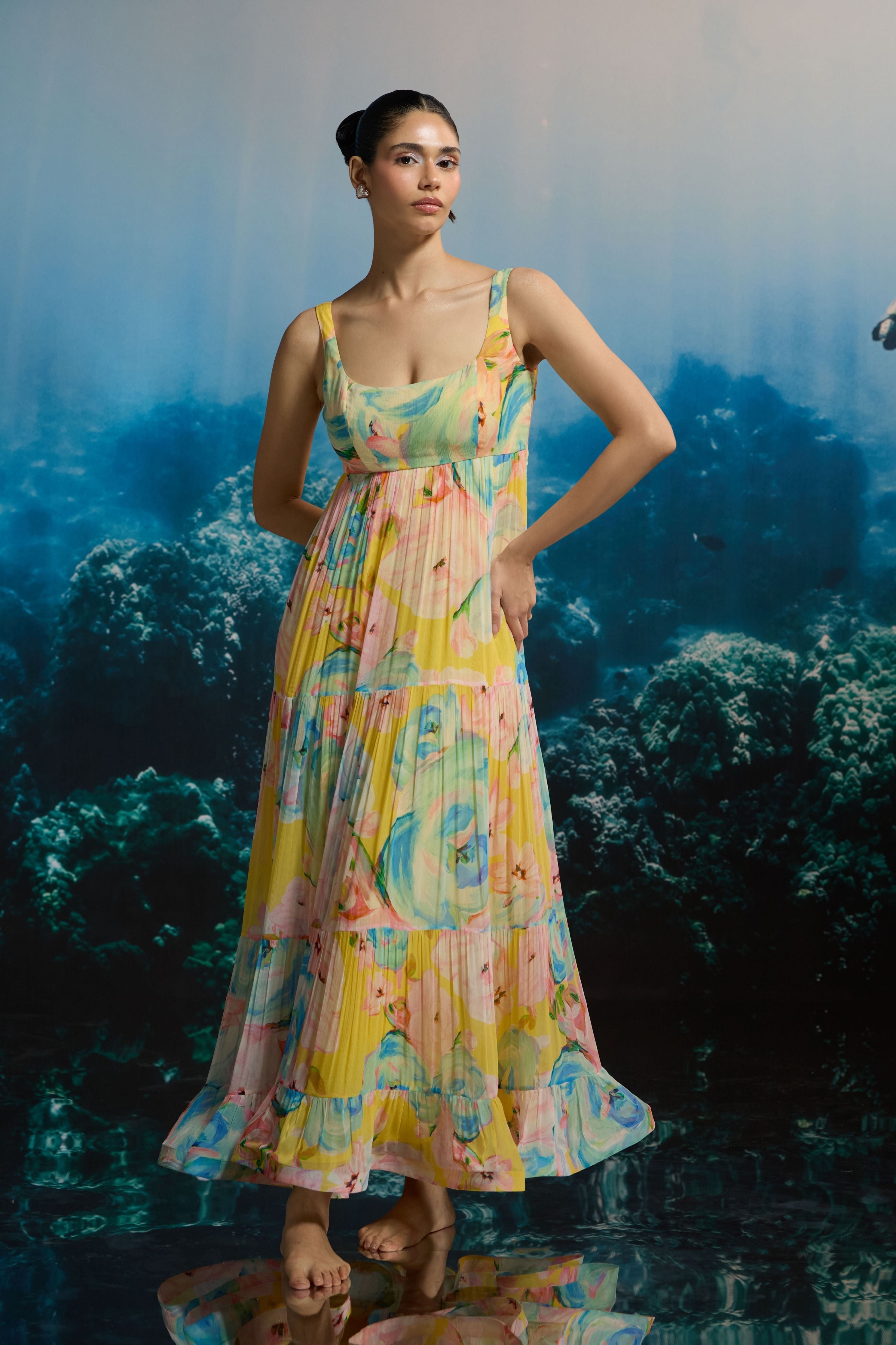 Watercolor Bloom Maxi Dress