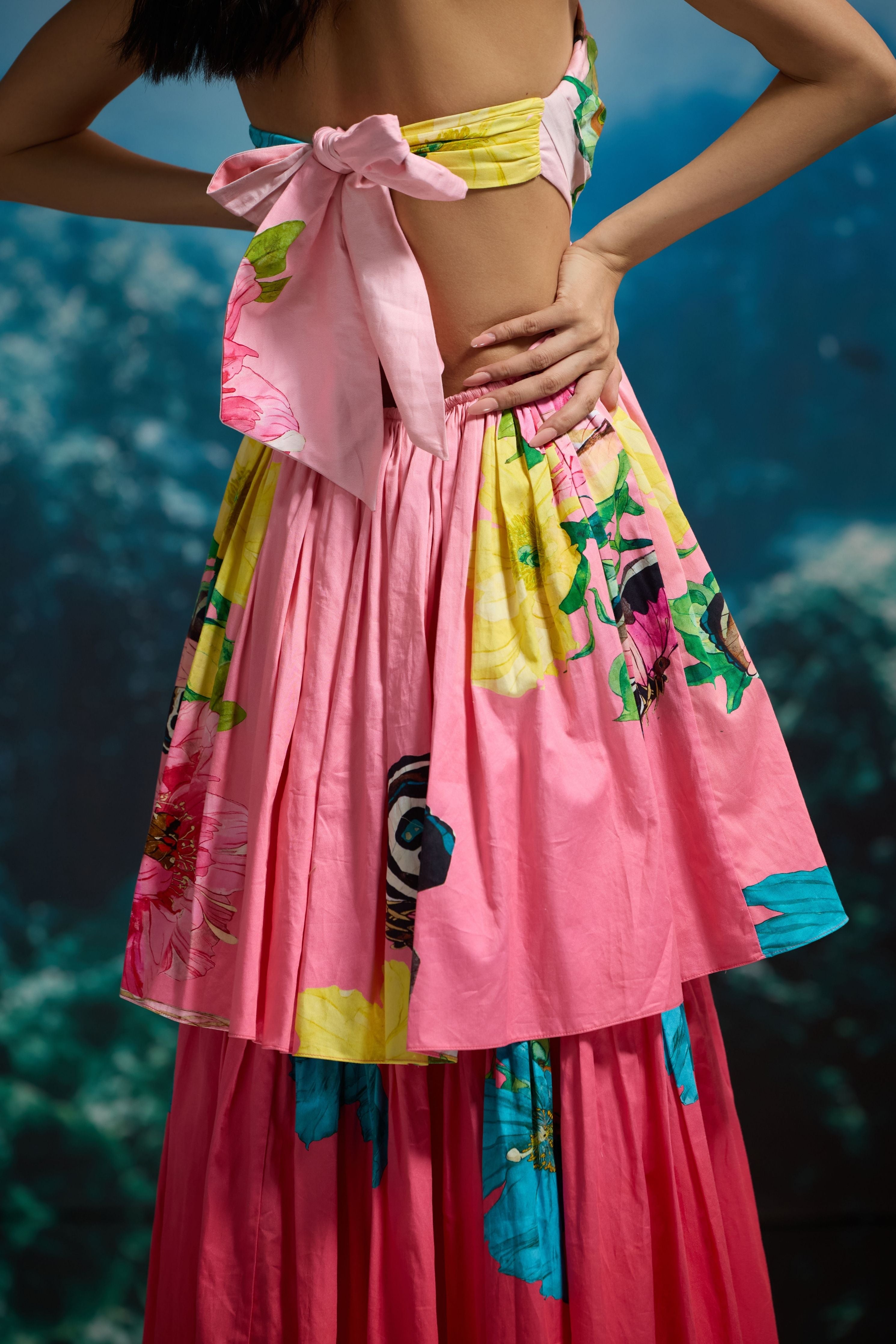 Hibiscus Sunset Strapless Dress