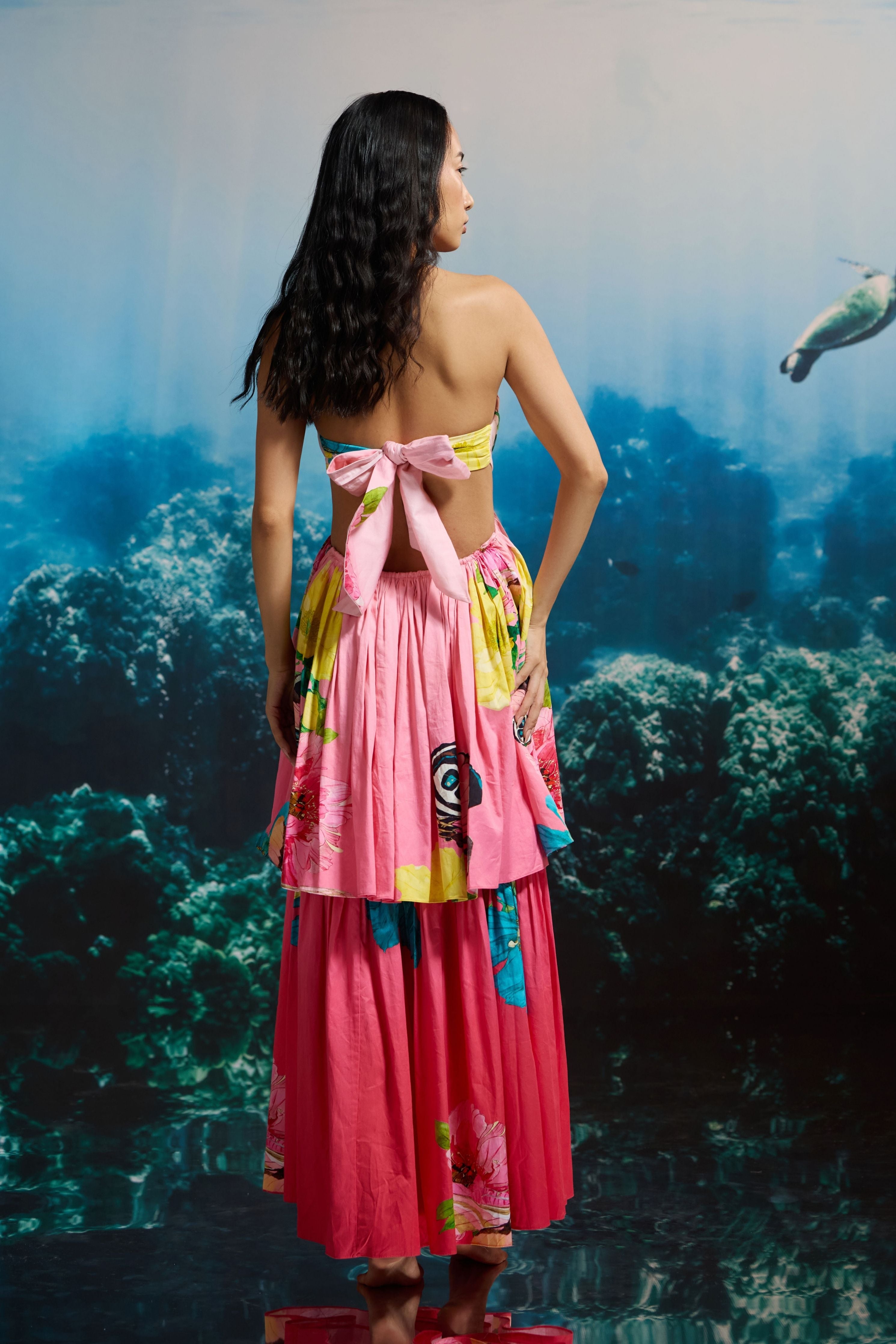 Hibiscus Sunset Strapless Dress