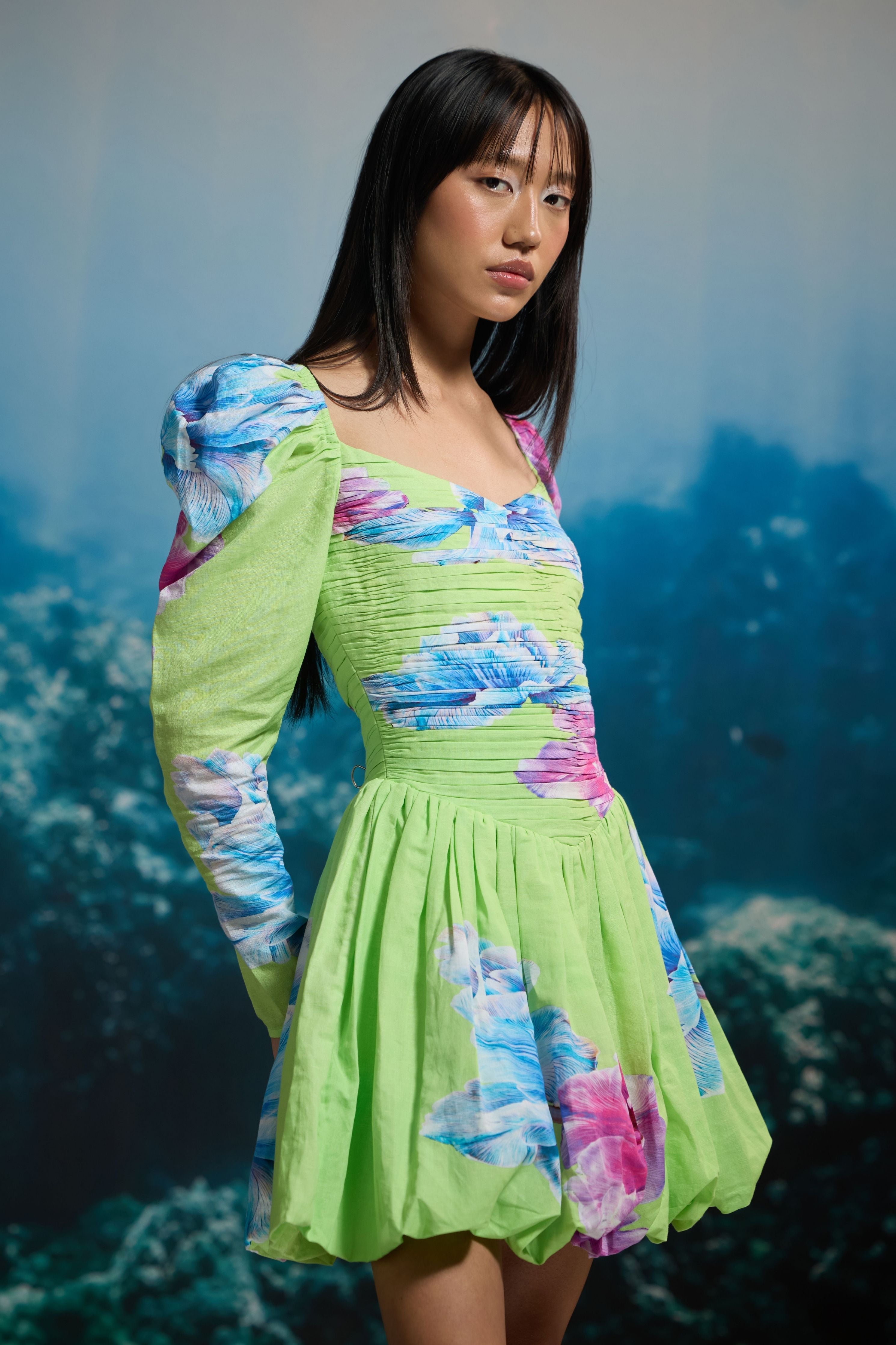 Spring Bloom Ruched Mini Dress