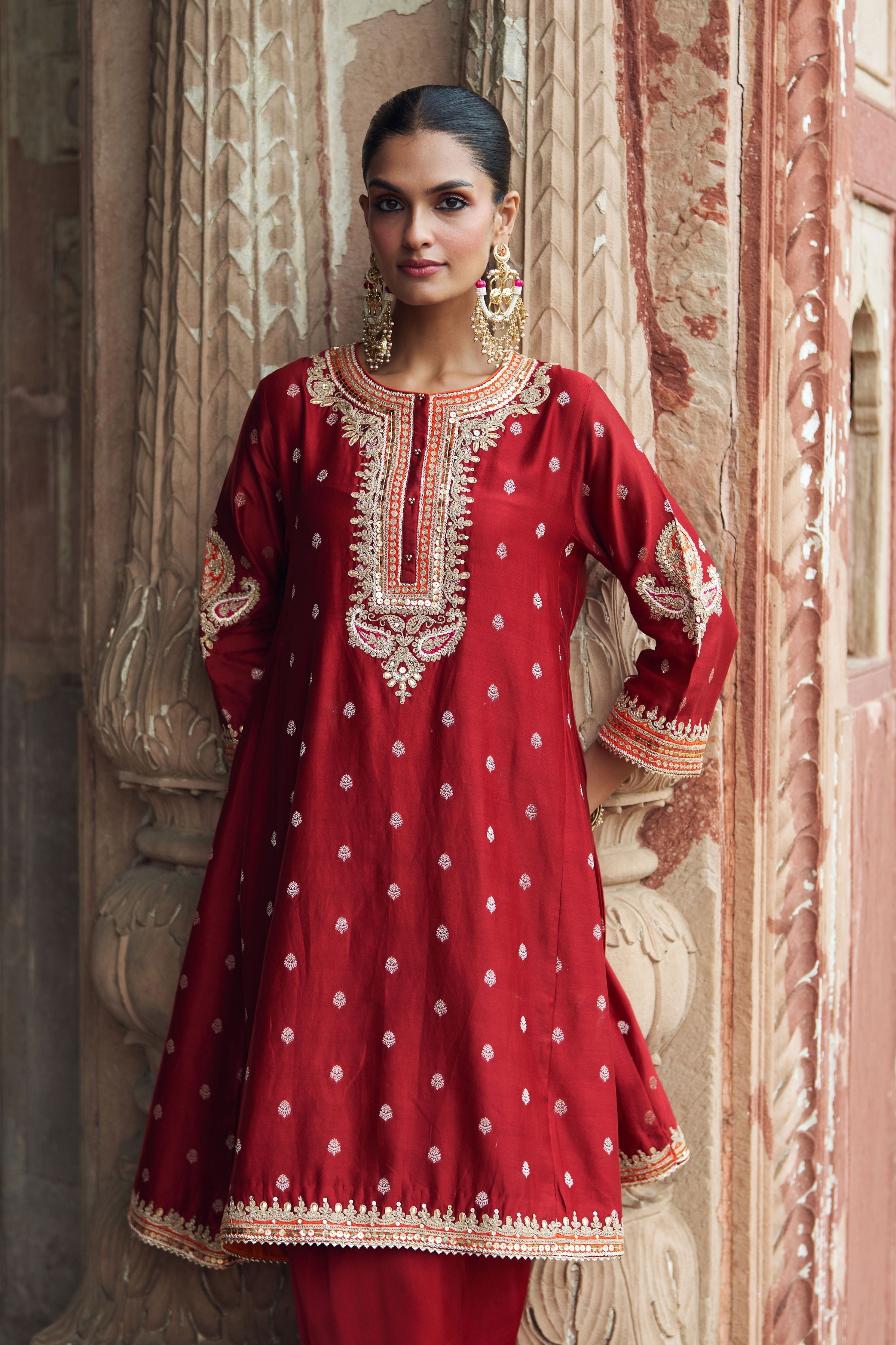 Inaayat Deep Red Chauga With Salwar