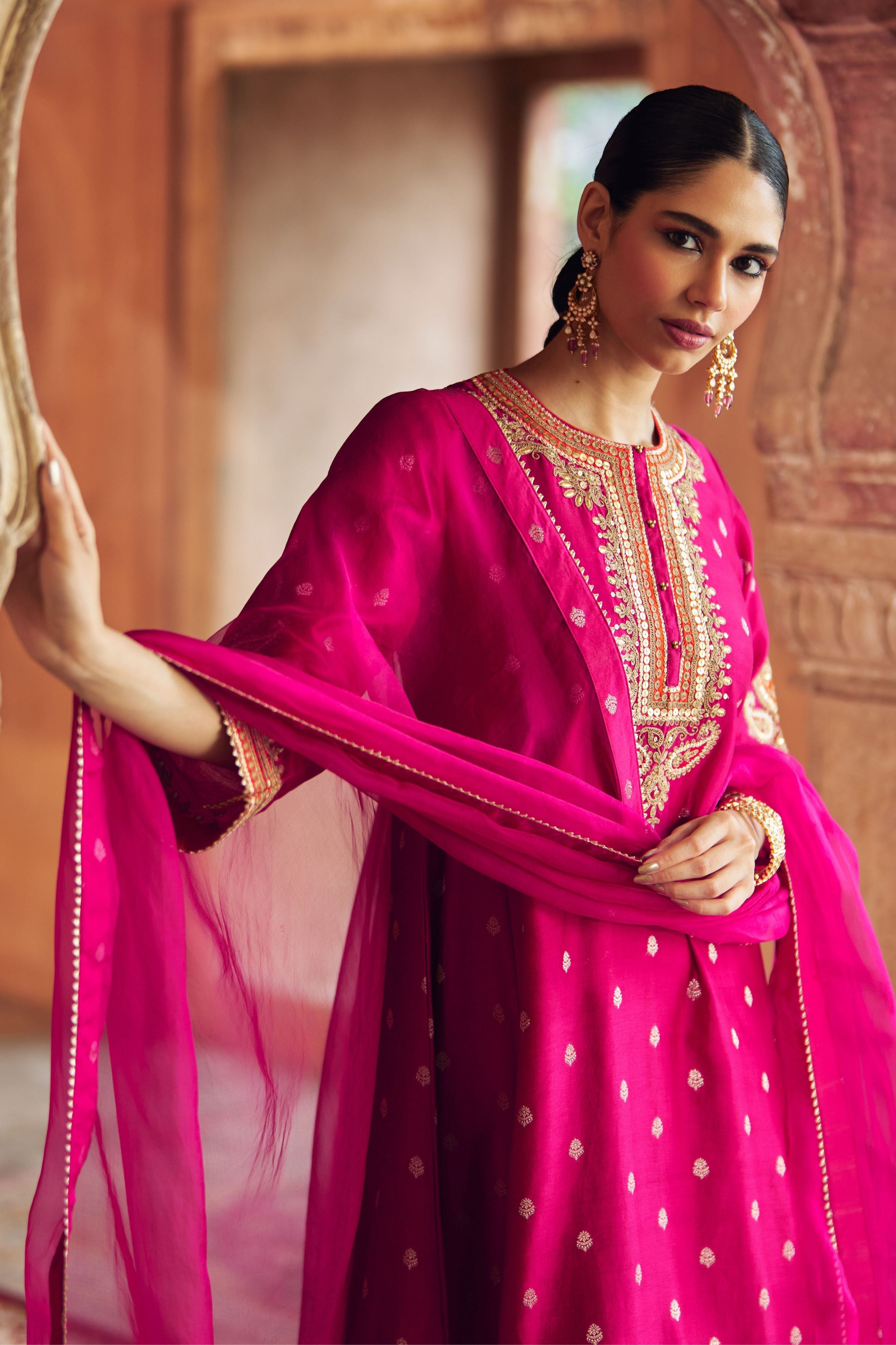 Inaayat Hotpink Chauga With Salwar With Dupatta