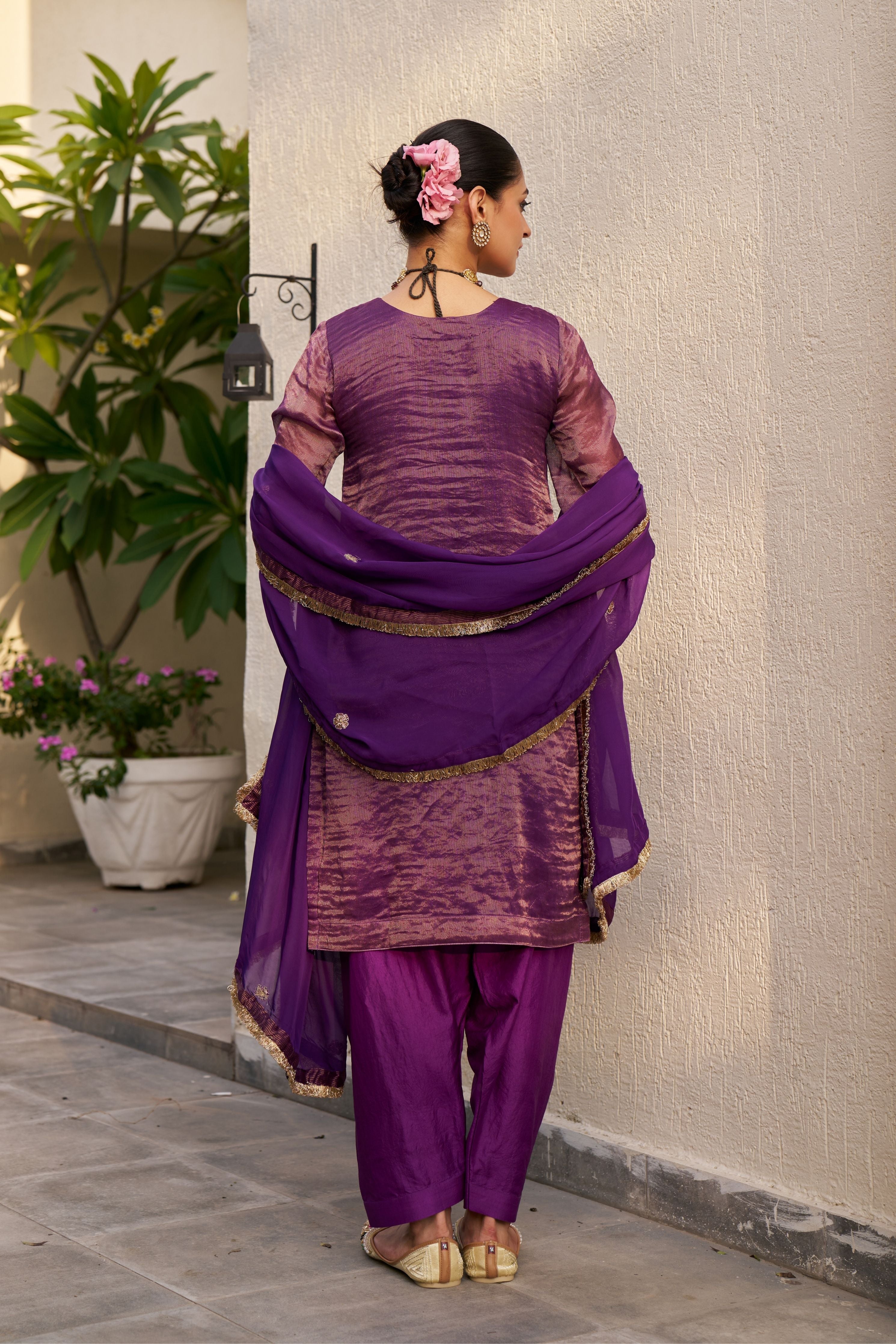 Inayat Purple Tissue Kurta Set