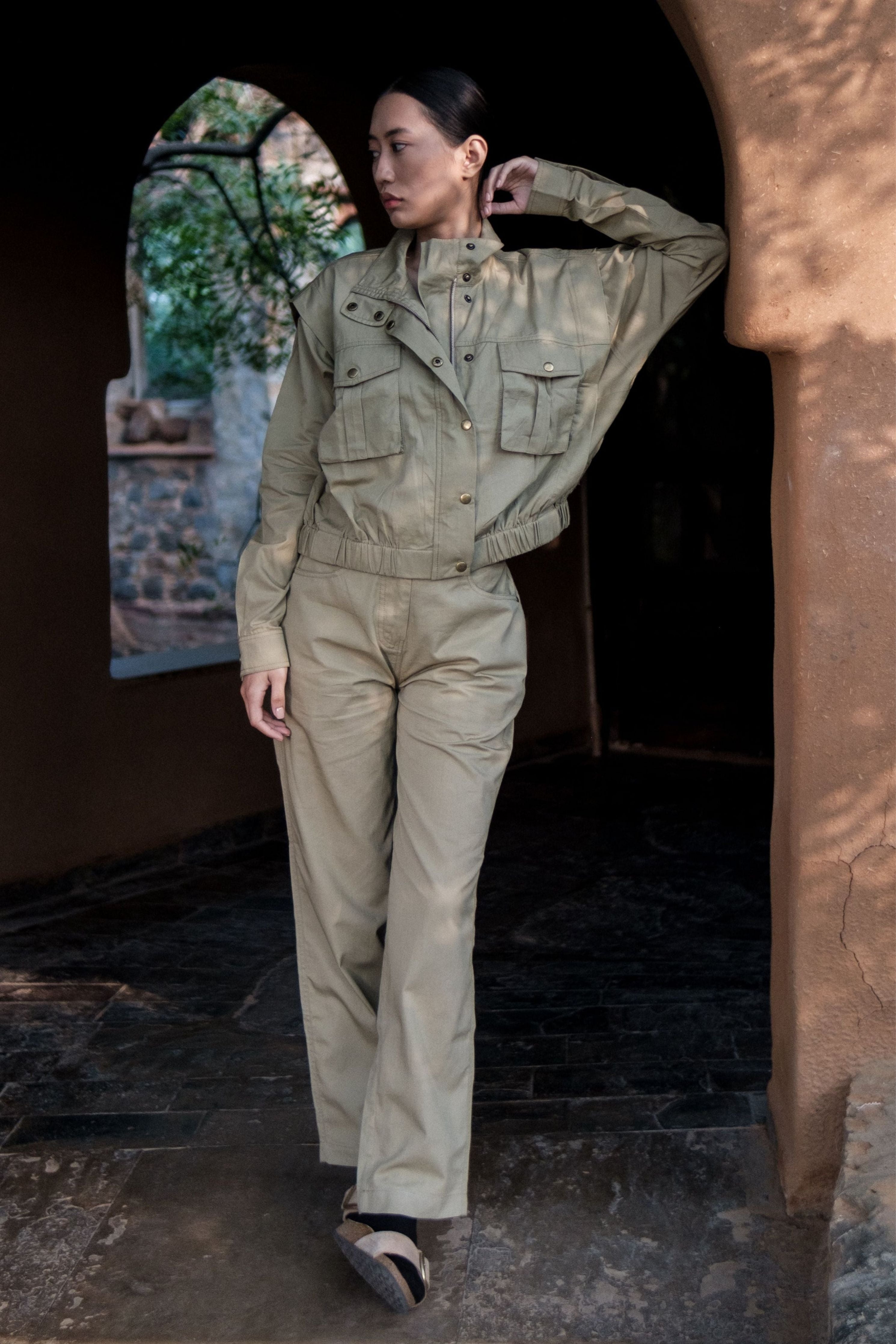 Khaki Sheldon cropped jacket