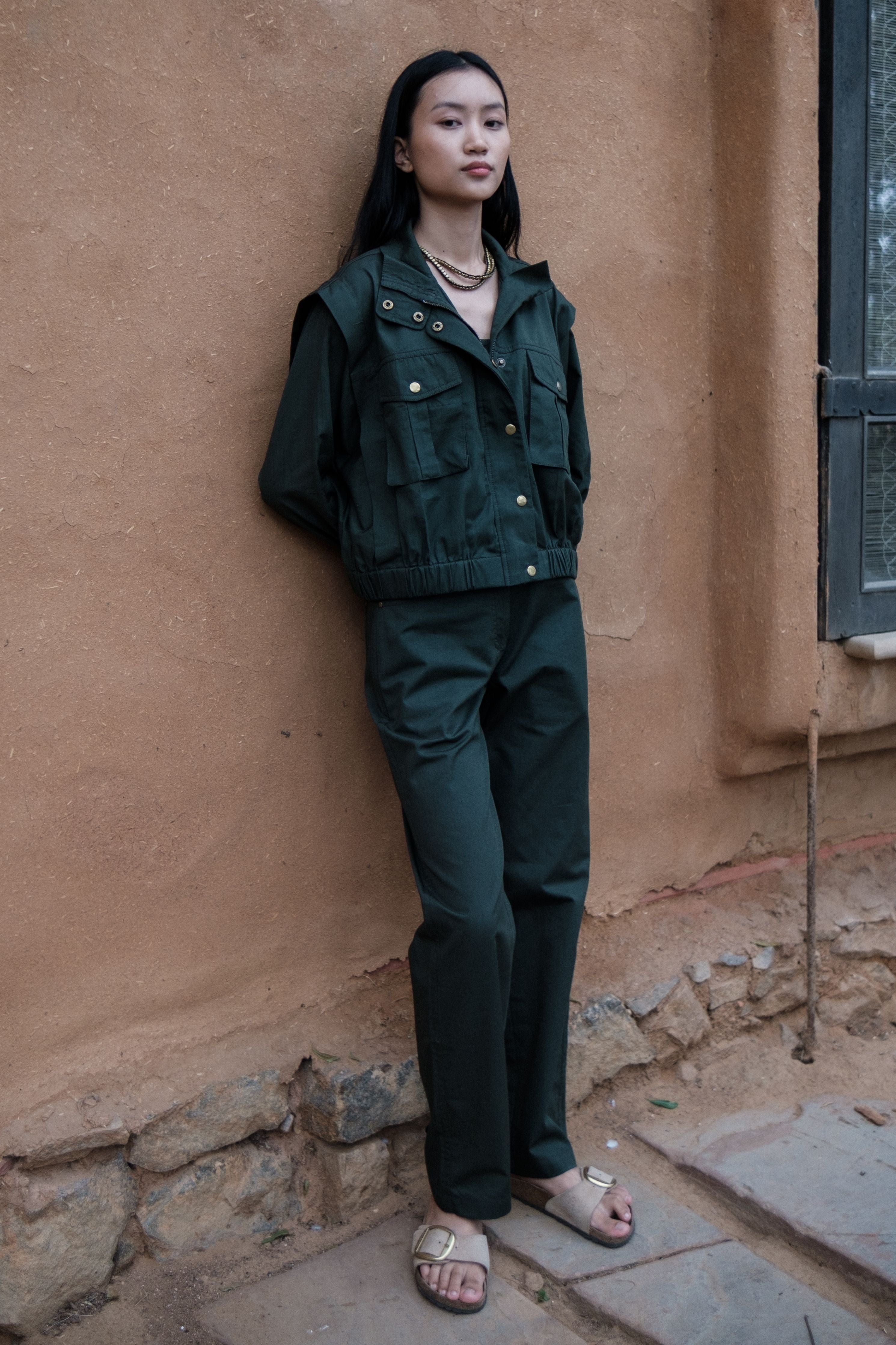 Deep Green Sheldon cropped jacket