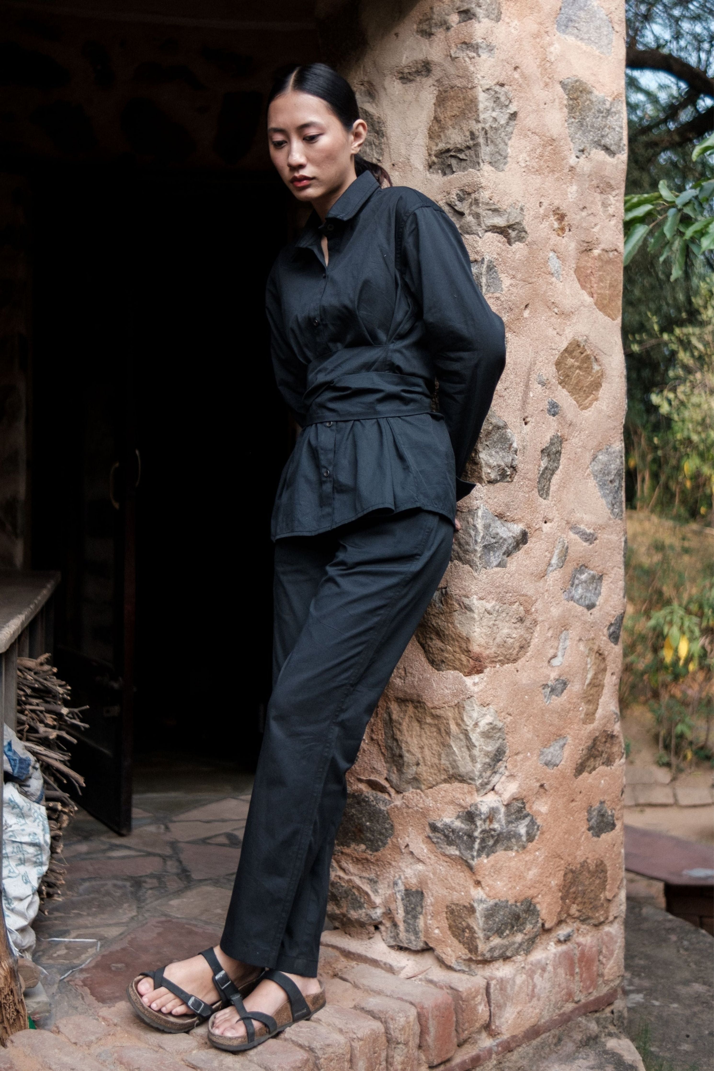 Black Nara Front knot Shirt