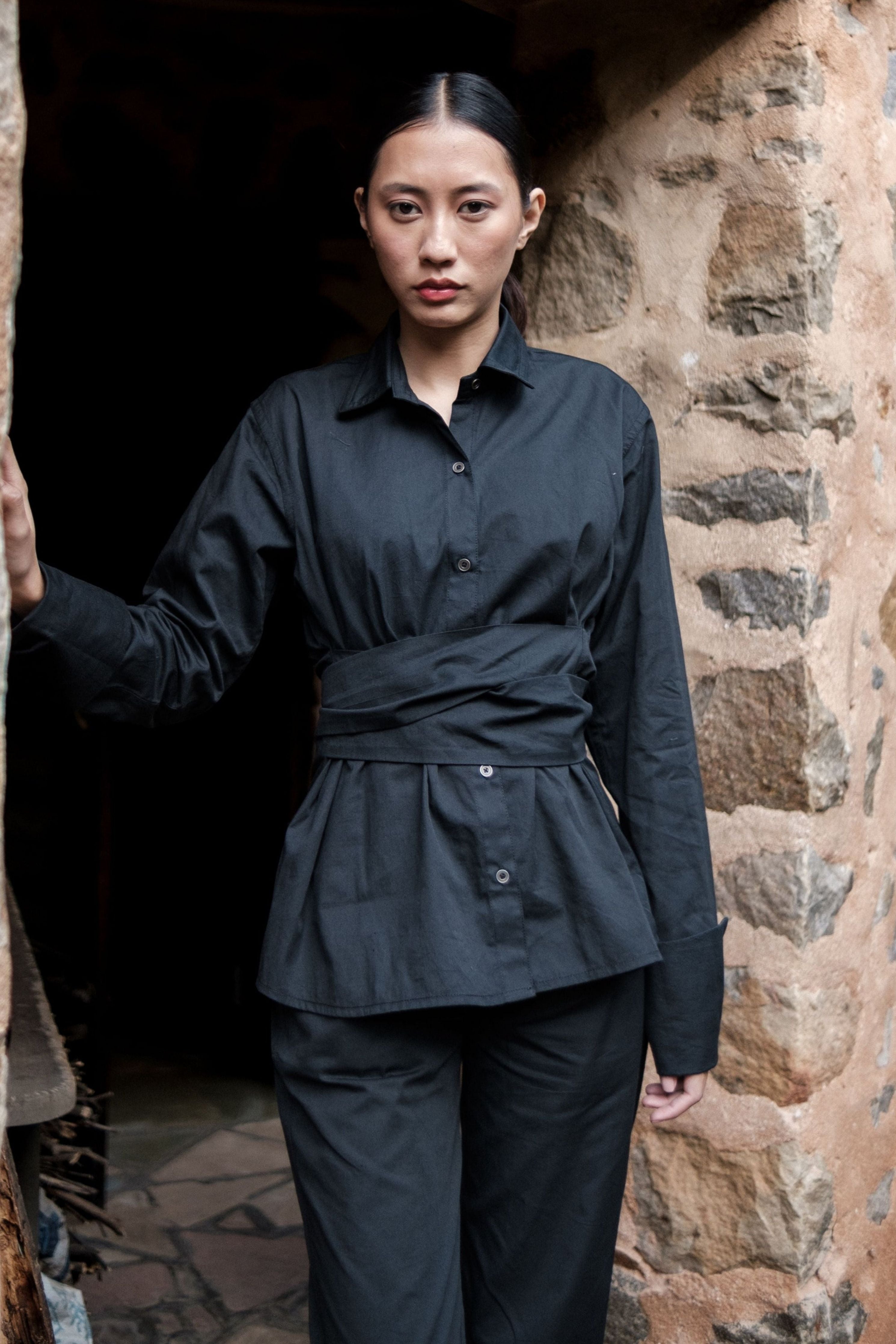 Black Nara Front knot Shirt