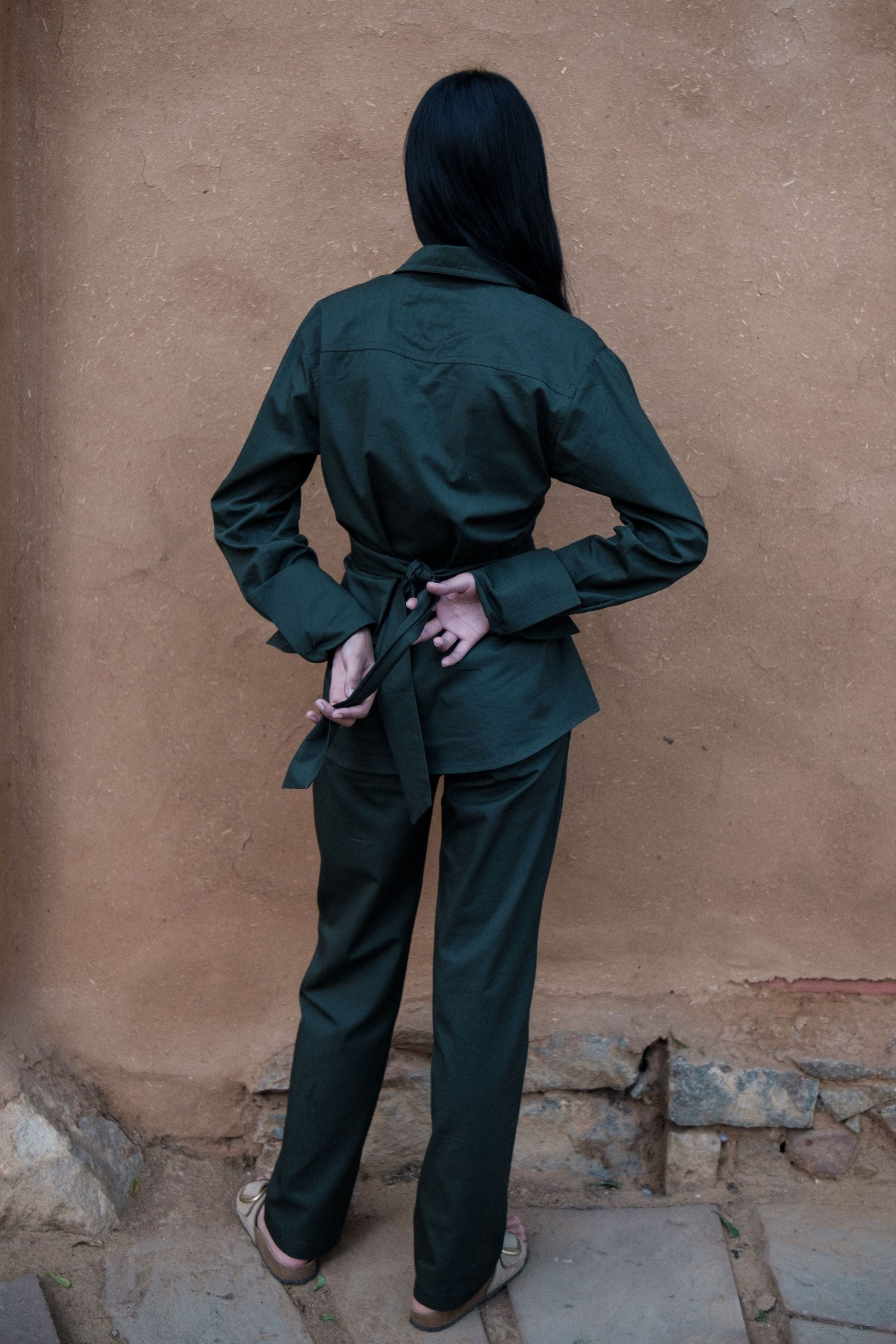 Deep Green Nara Front knot Shirt