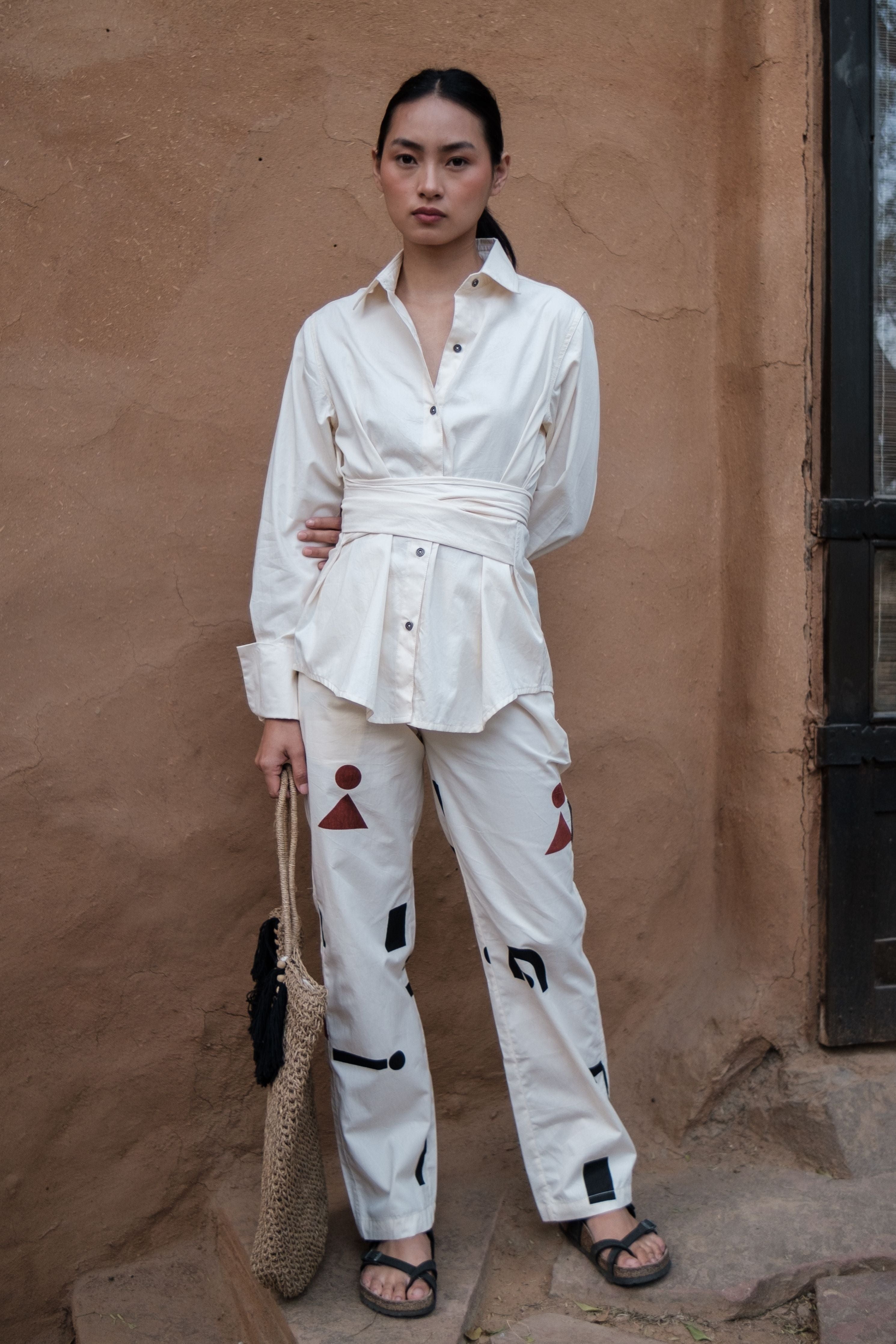 Ecru Nara Front knot Shirt