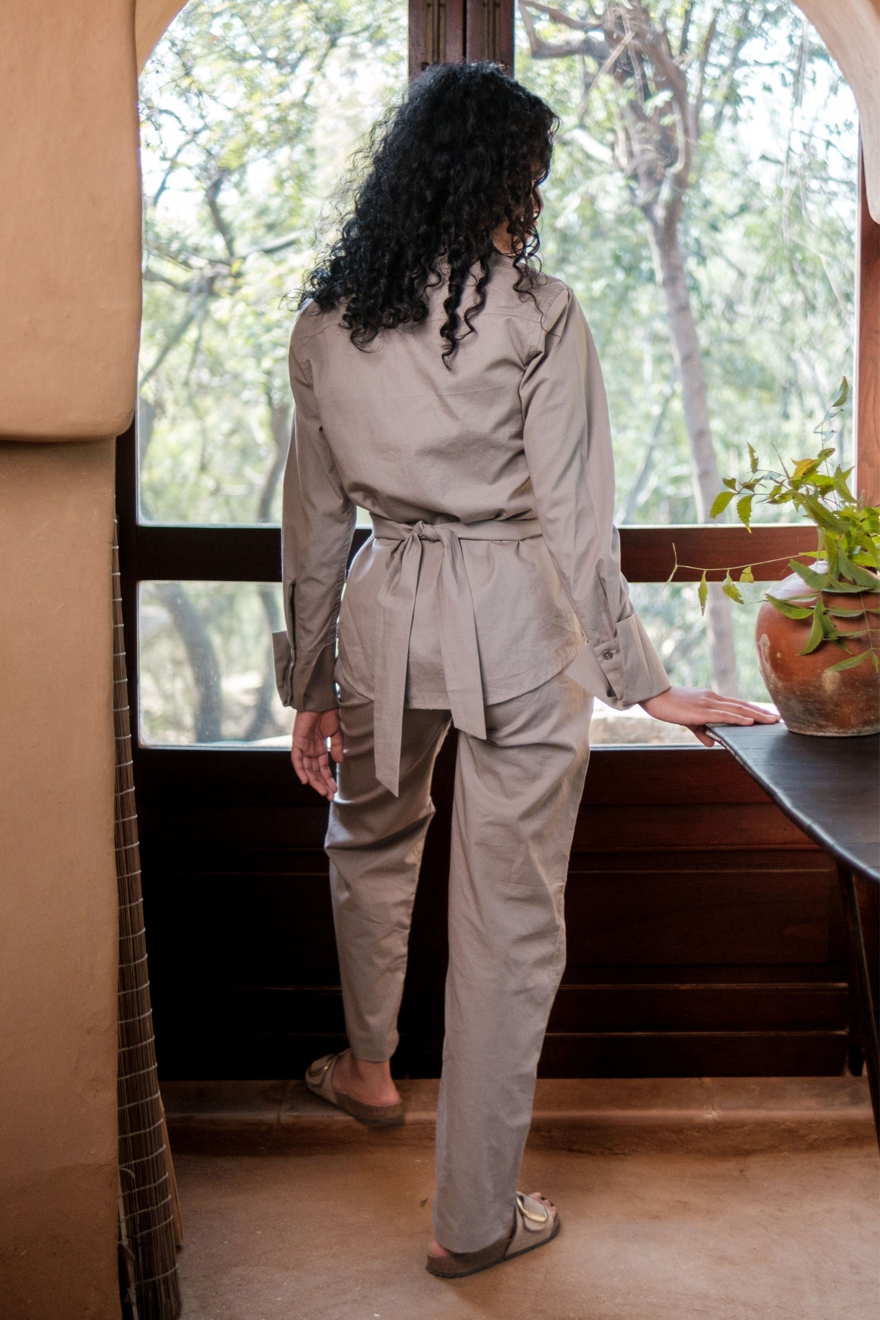 Grey Nara Front knot Shirt