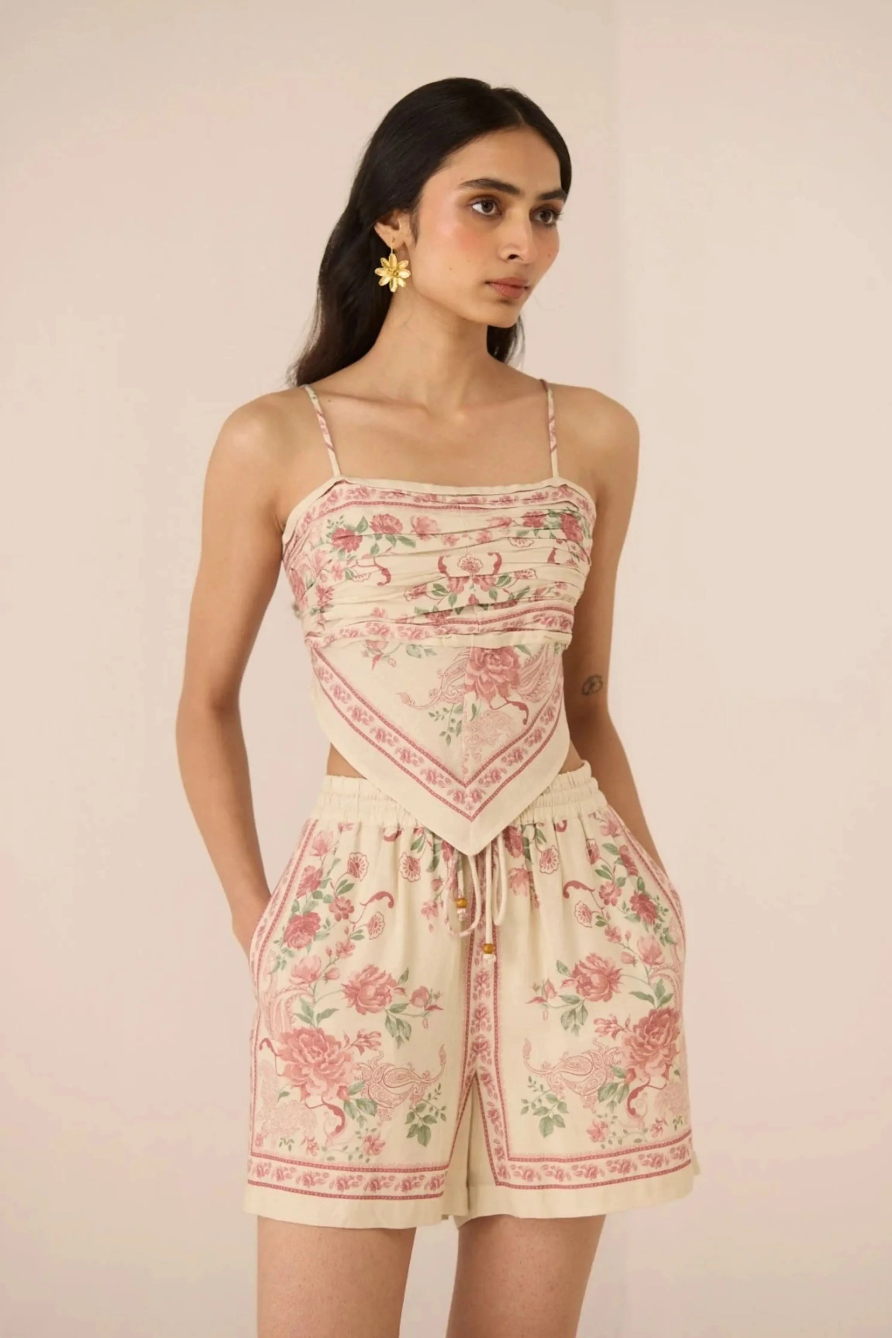 Malibu Top Azure Rose Co-Ord Set