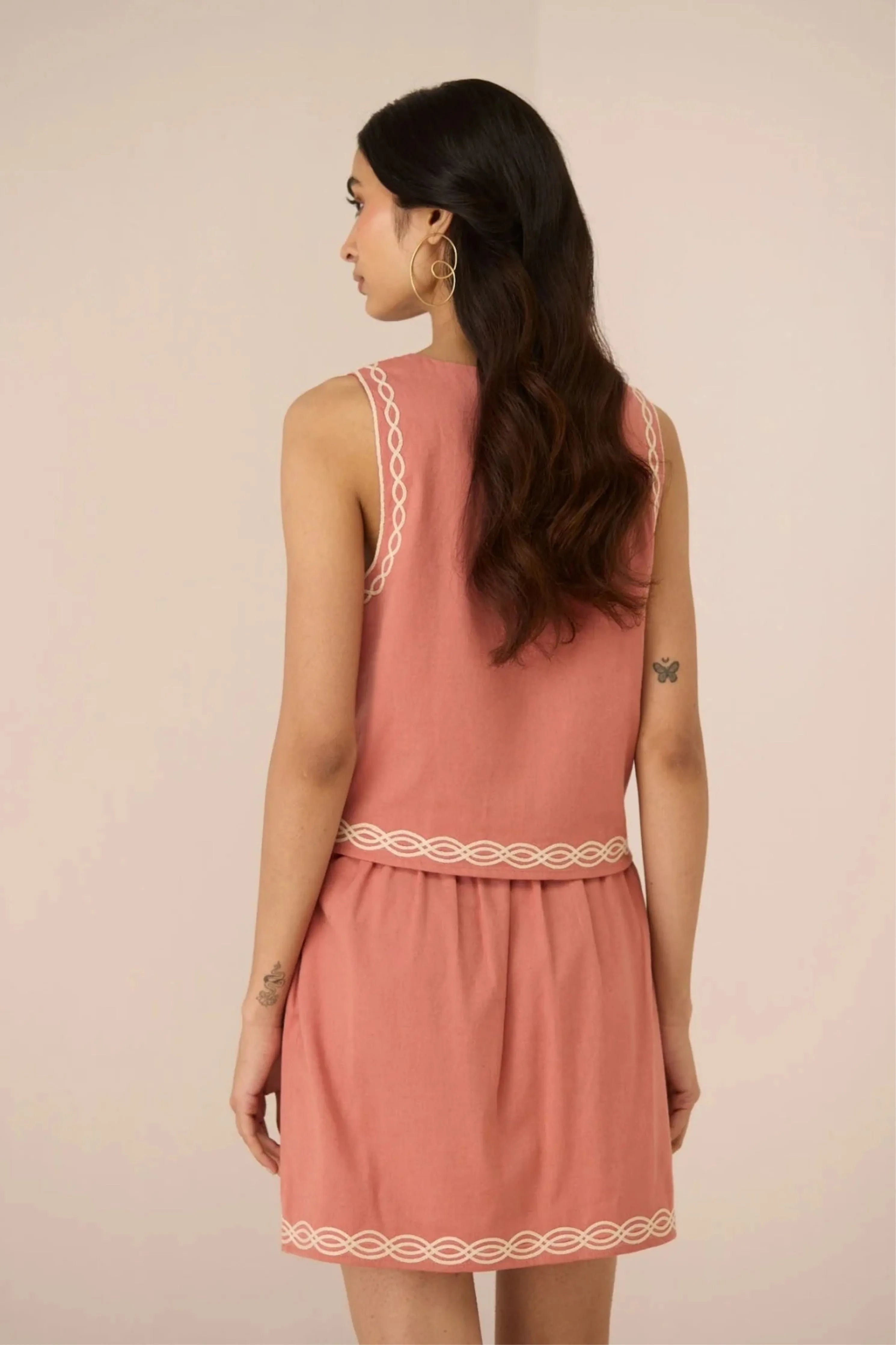 Jill Coral Pink Skirt Co-Ord Set