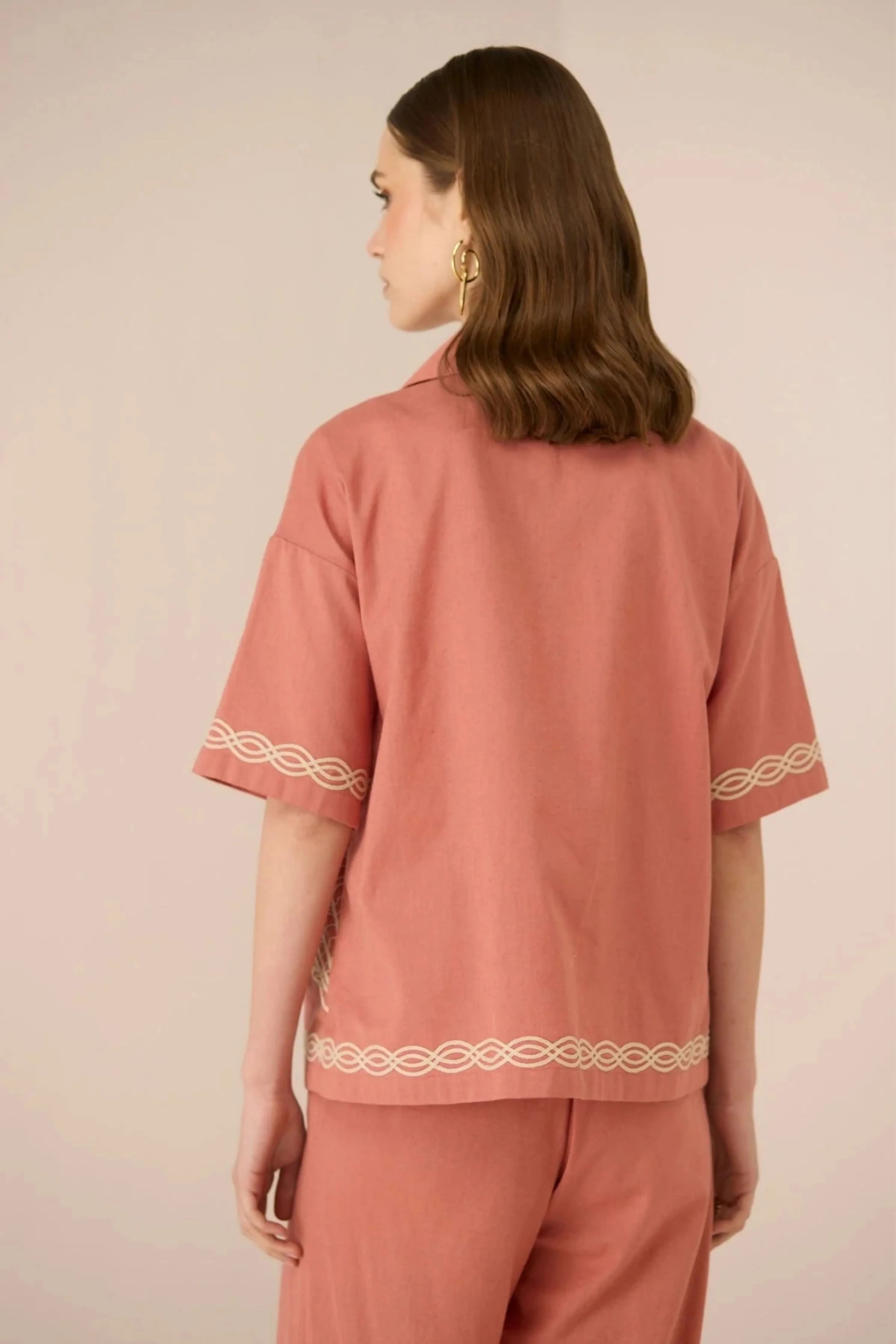 Jill Coral Pink Shirt Co-Ord Set