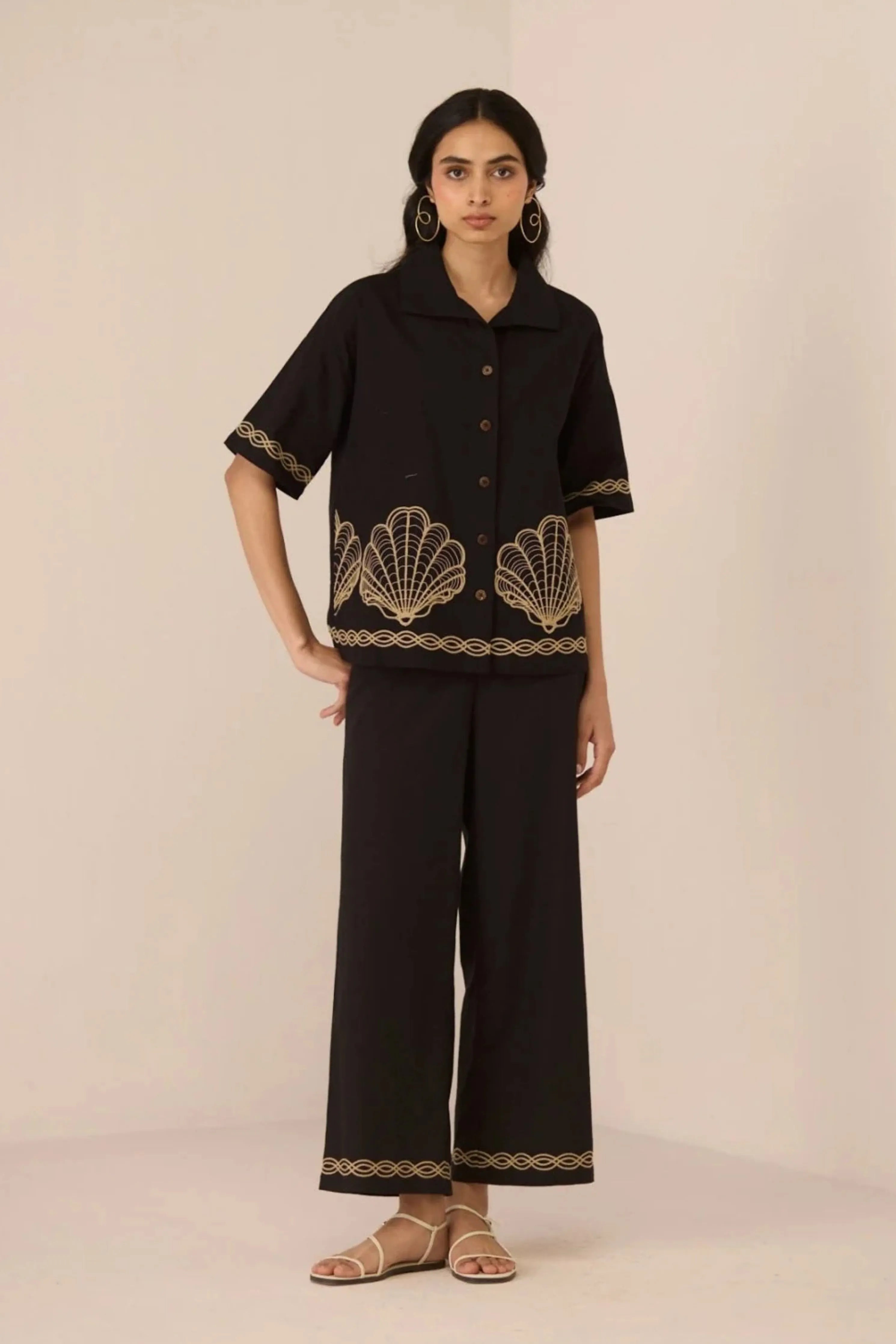 Jill Black Shirt Co-Ord Set