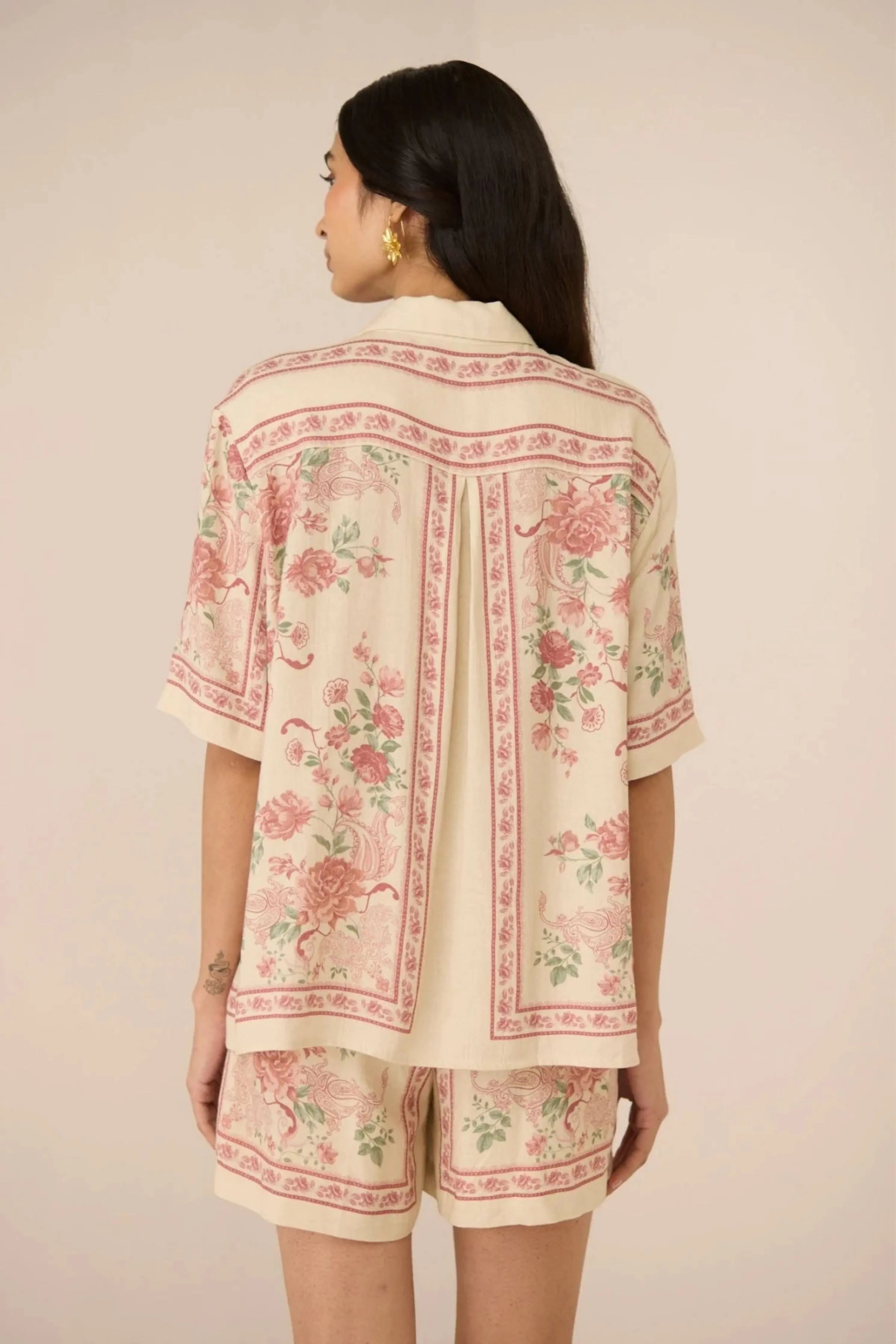 Malibu Shirt Azure Rose Co-ord Set