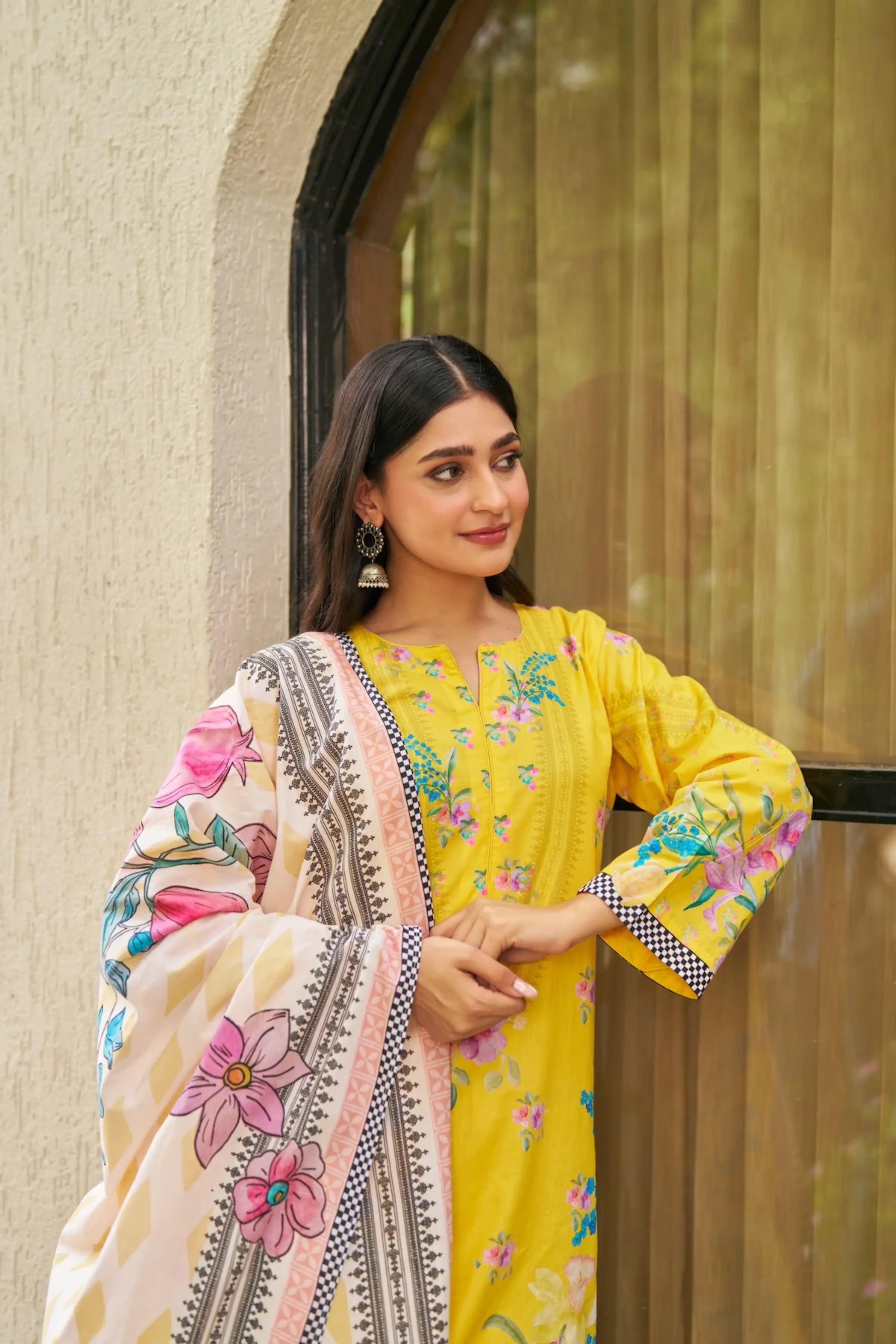 Dhwani Yellow Off-White Kurta Set