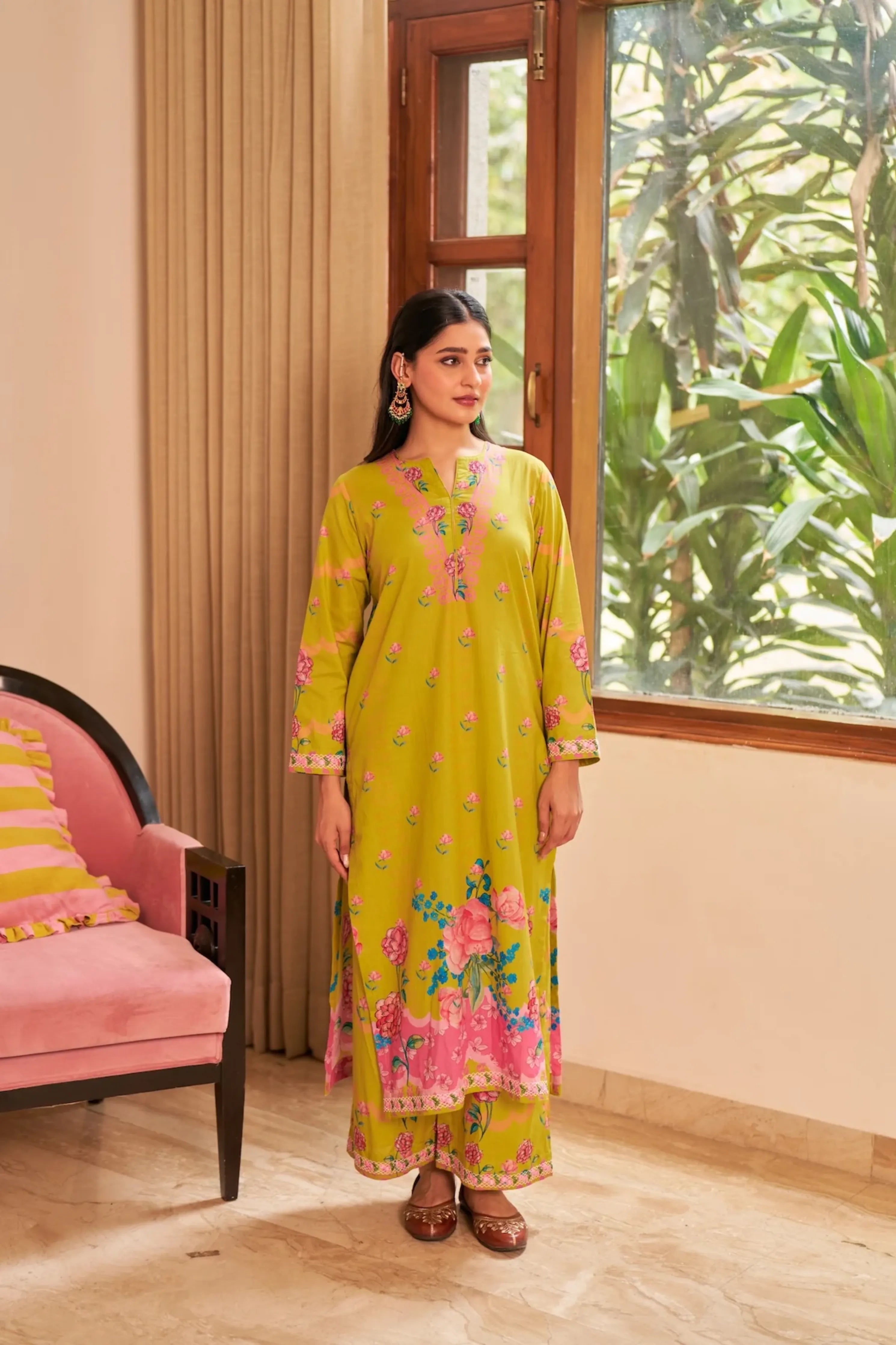 Dhwani Lime Green Kurta Set