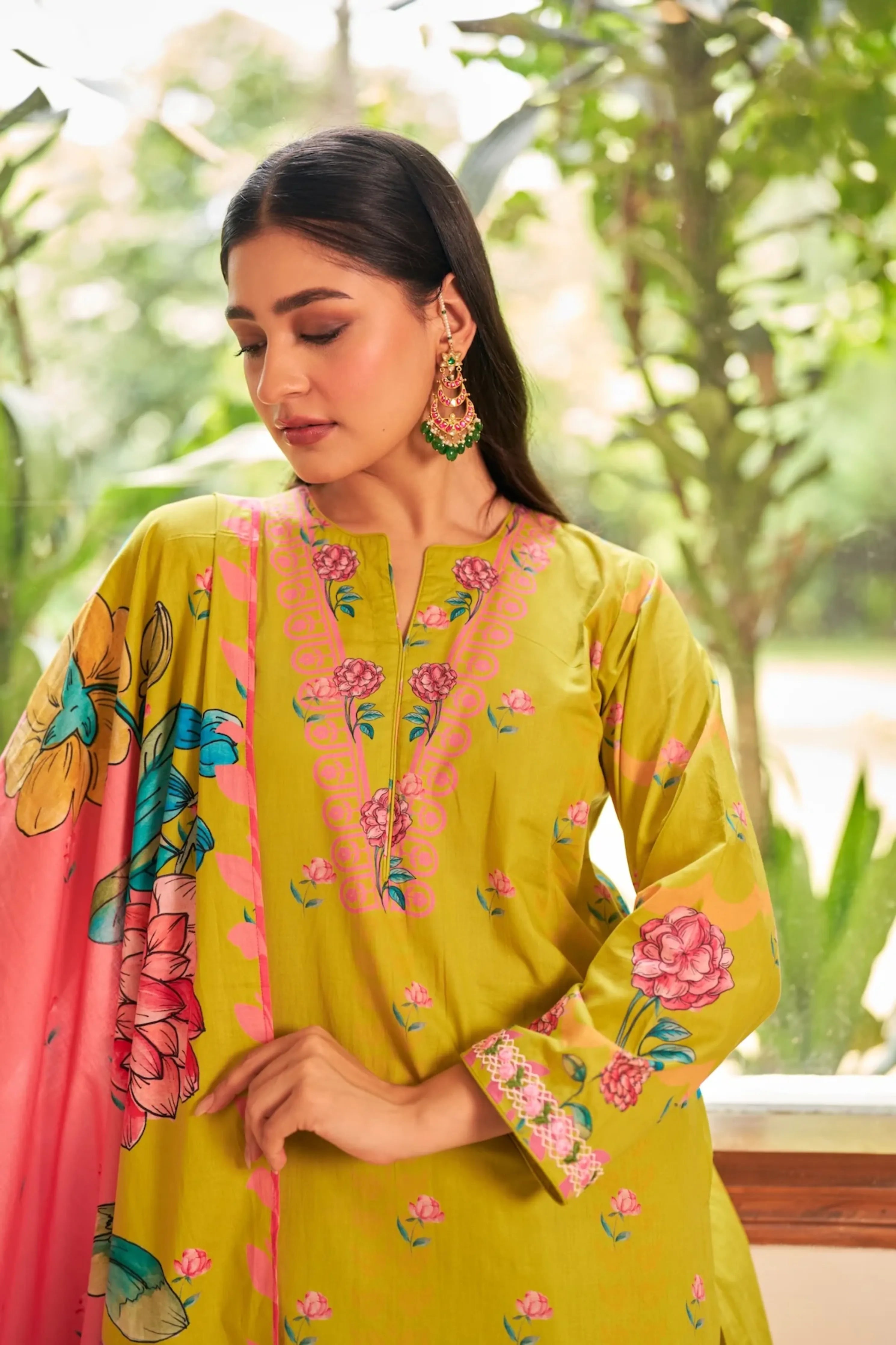 Dhwani Lime Green Kurta Set