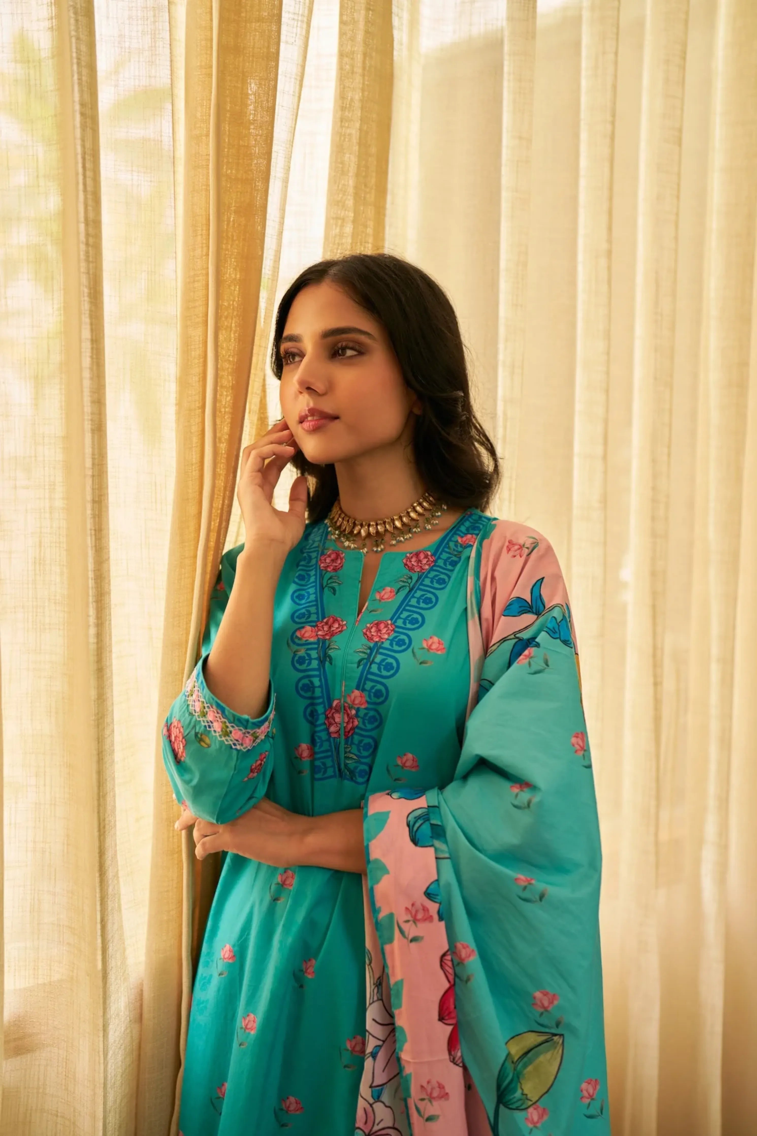 Dhwani Firozi Kurta Set