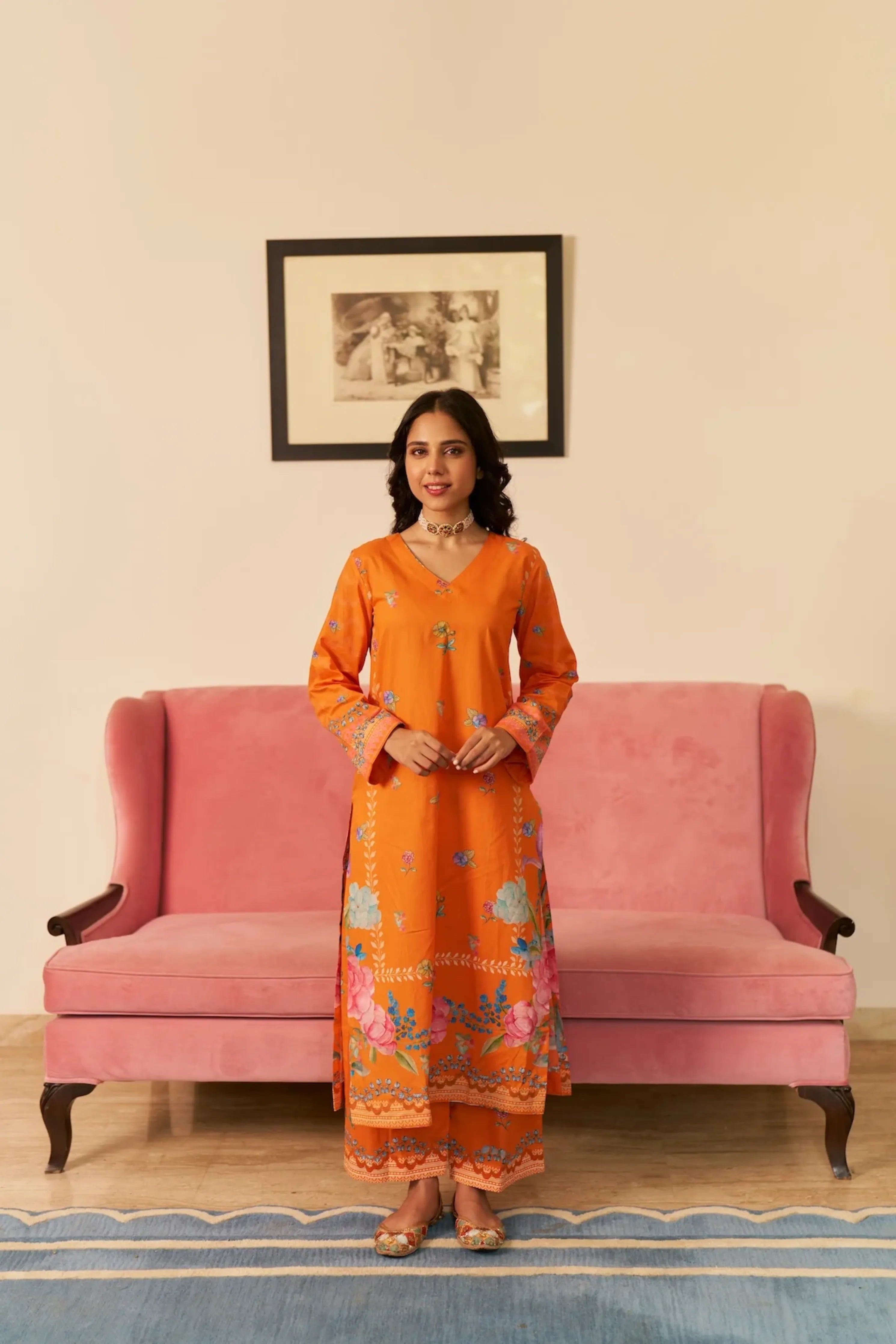 Dhwani Narangi Kurta Set
