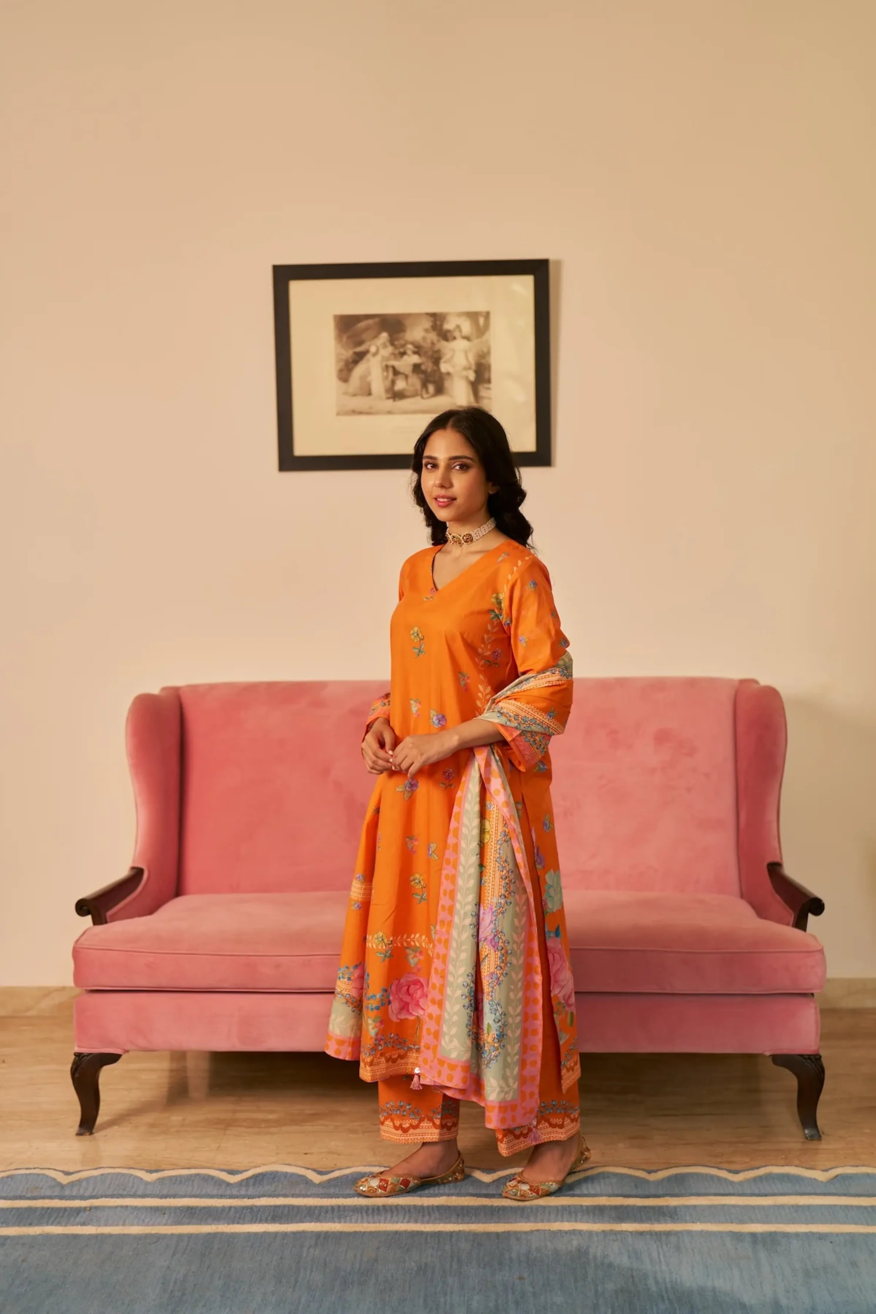 Dhwani Narangi Kurta Set
