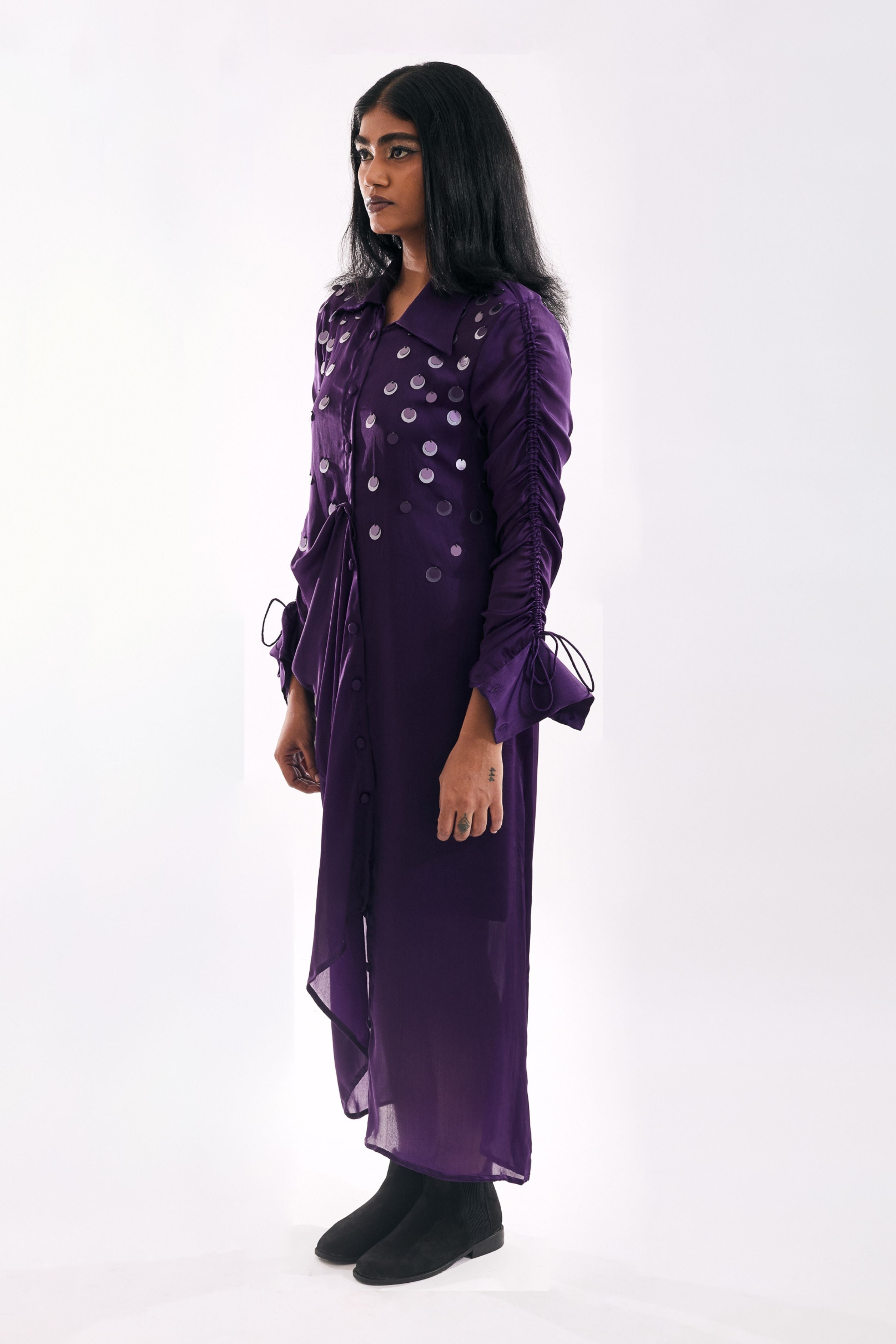 Indigo Drapped Sequin Dress