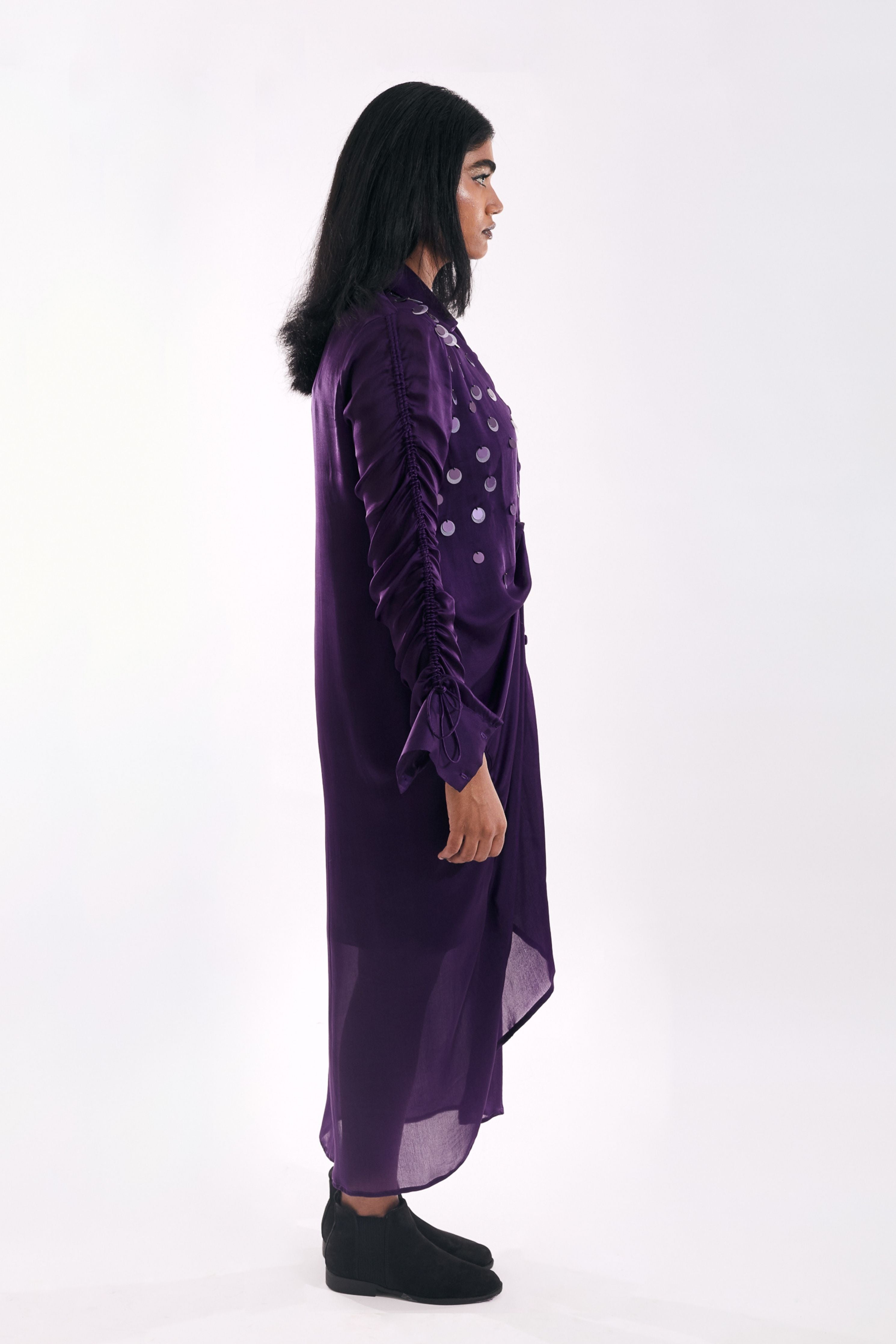 Indigo Drapped Sequin Dress