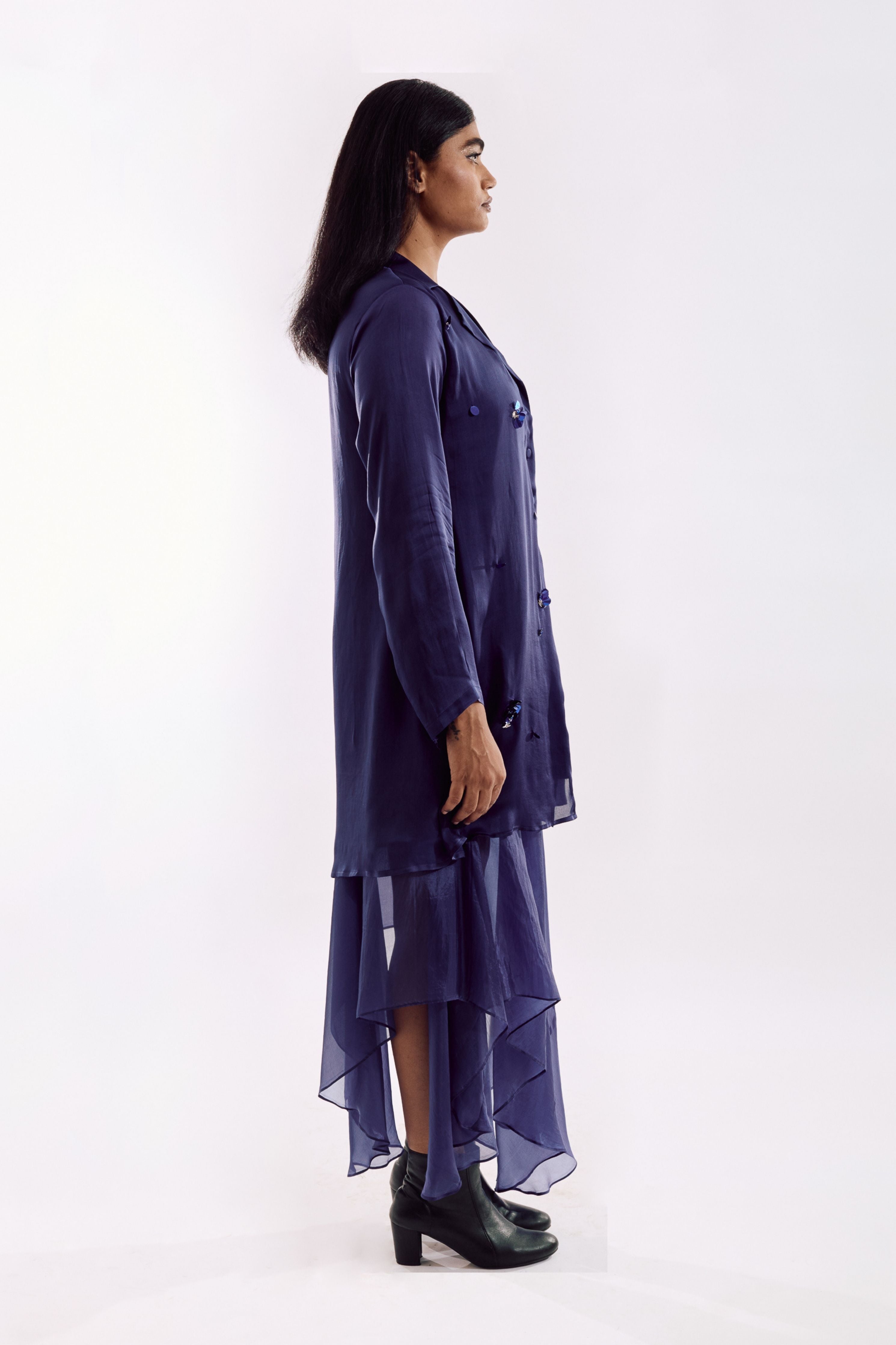 Indigo Organza Jacket Dress