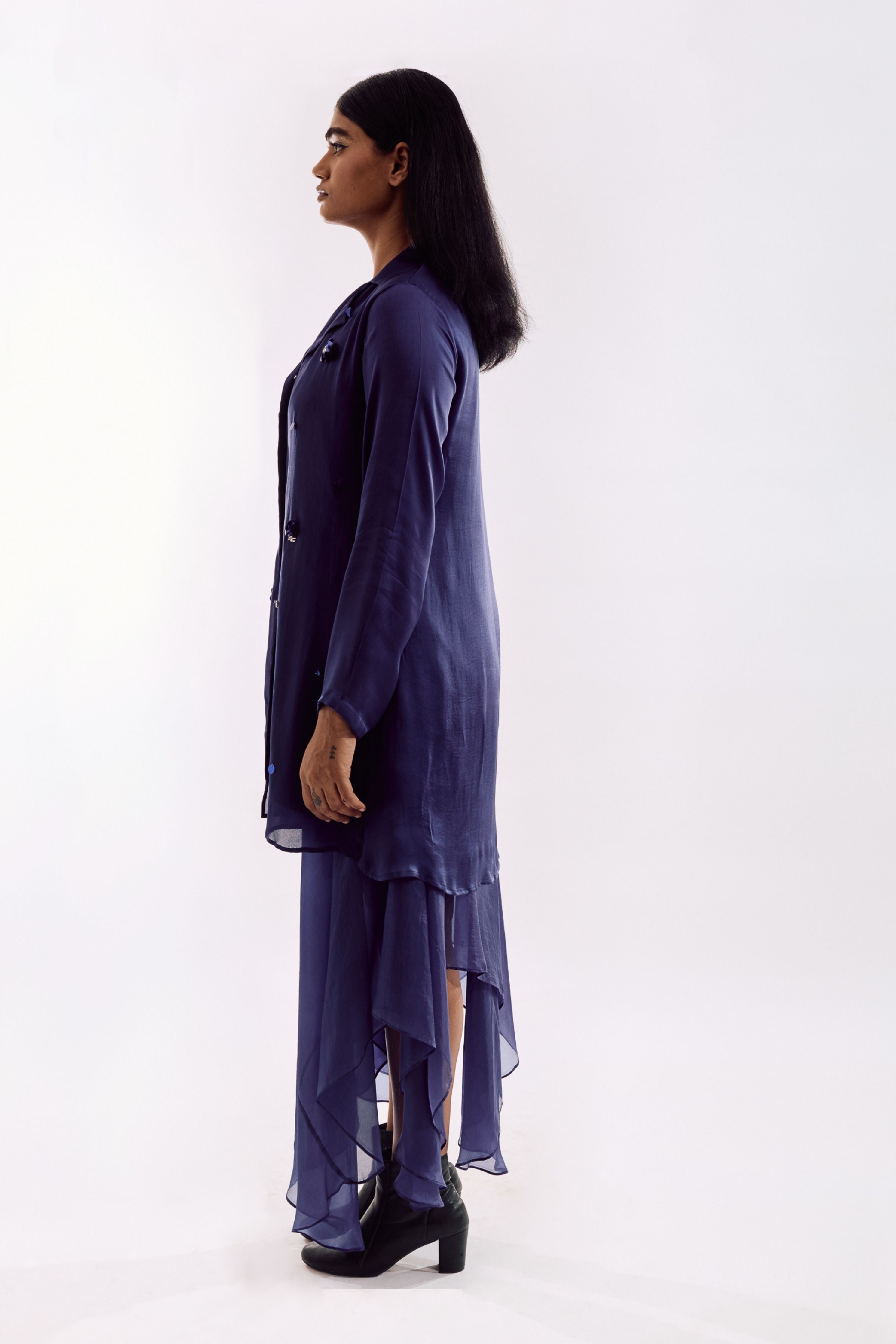 Indigo Organza Jacket Dress