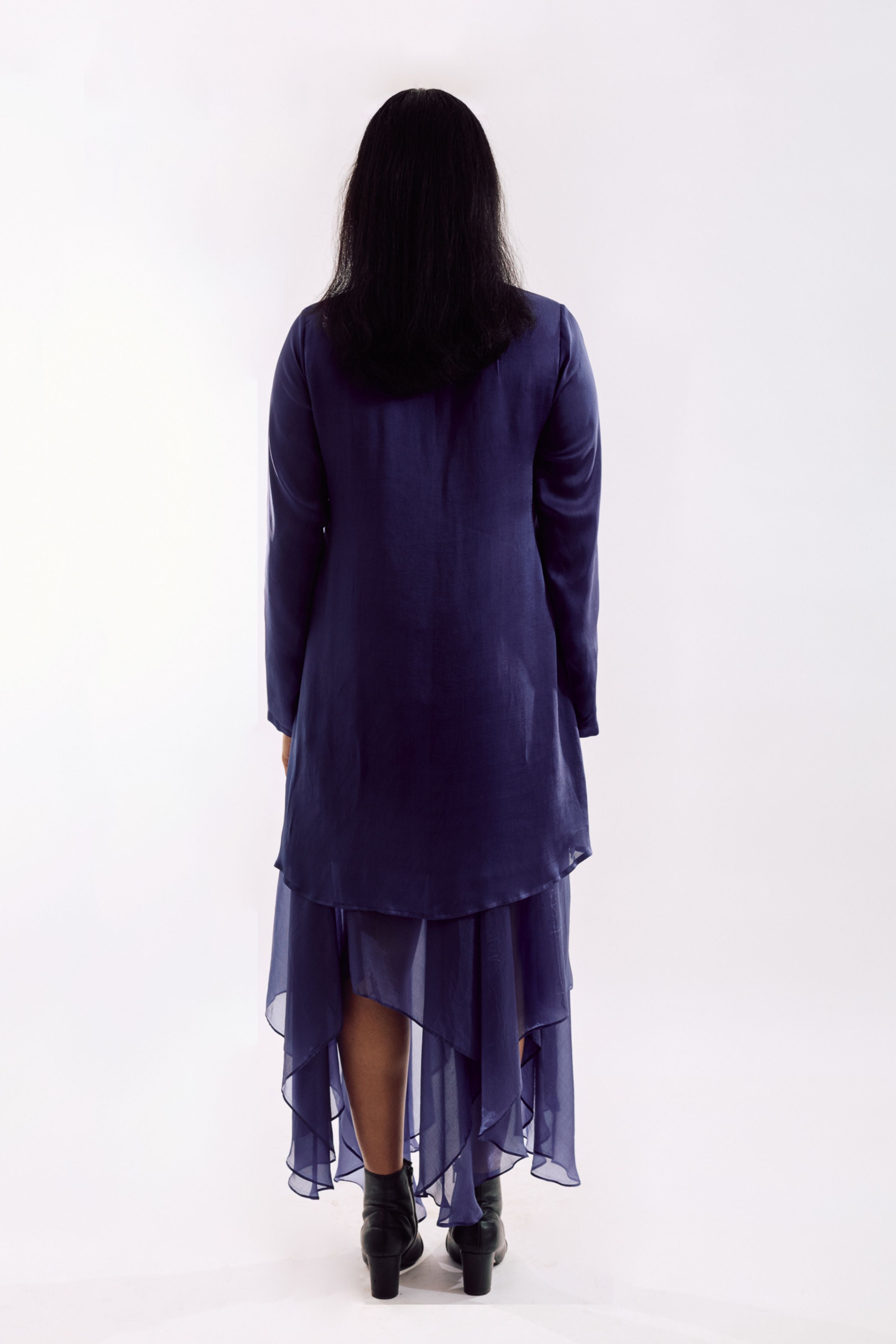 Indigo Organza Jacket Dress