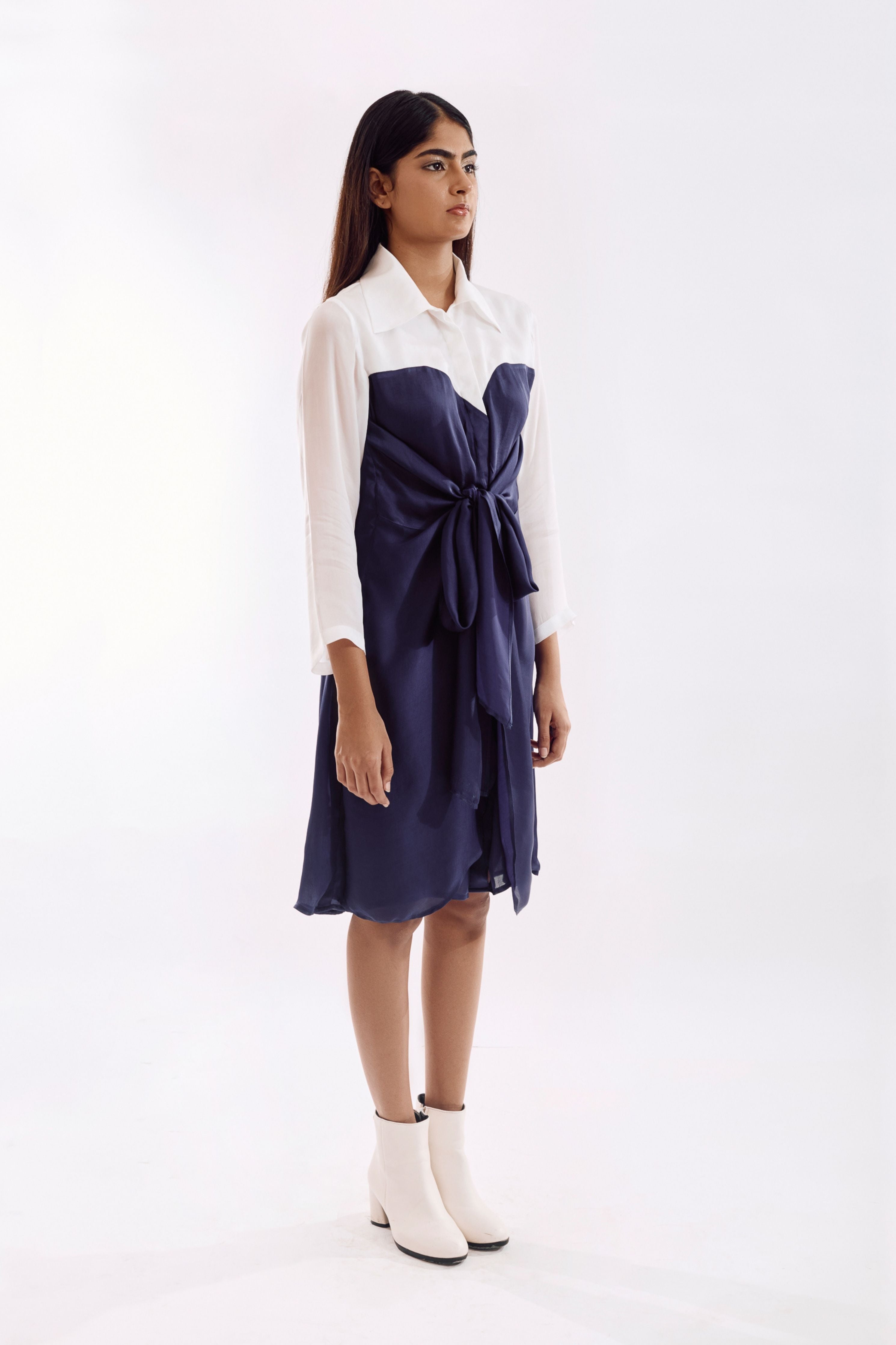 Indigo Half Tie Dress