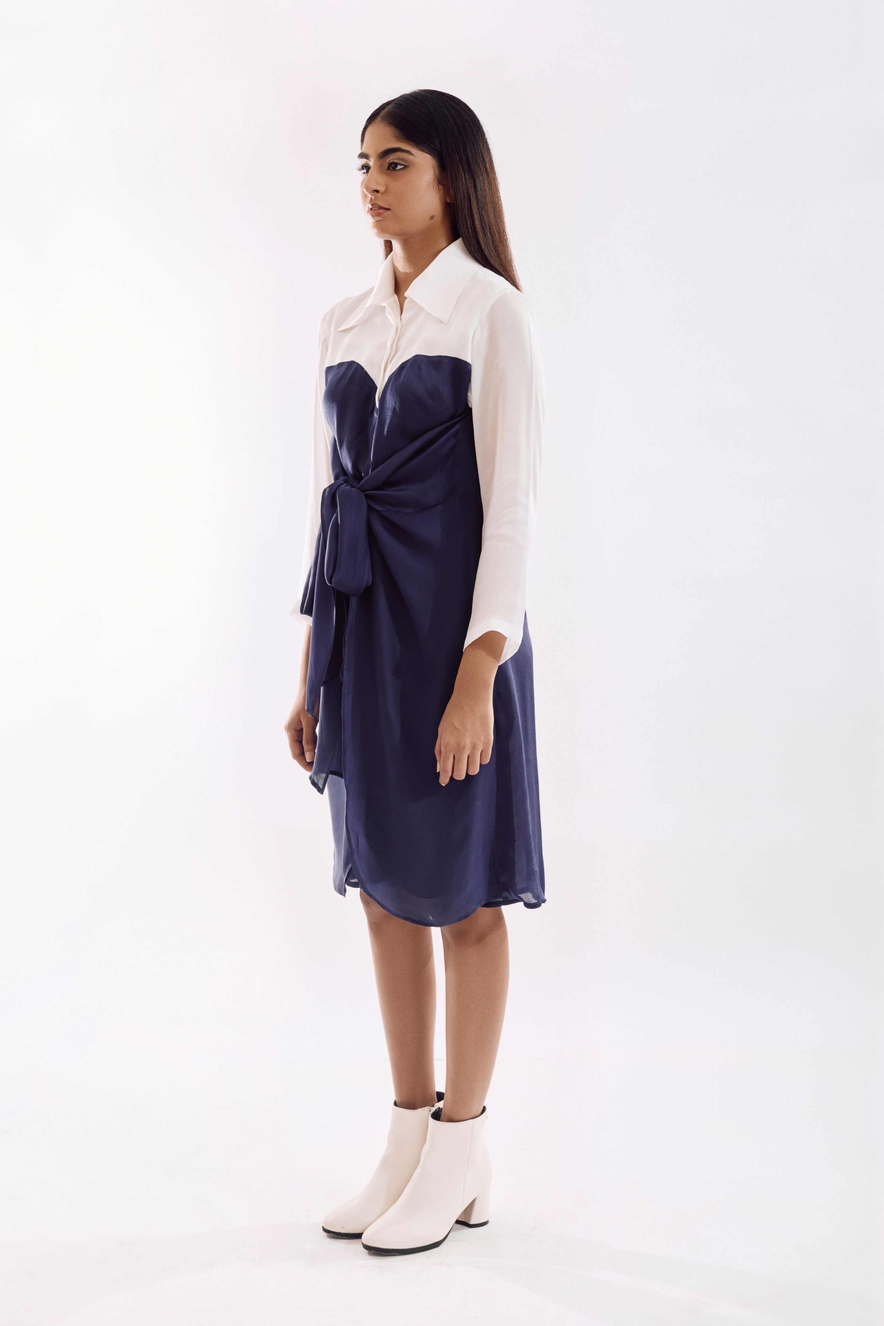 Indigo Half Tie Dress