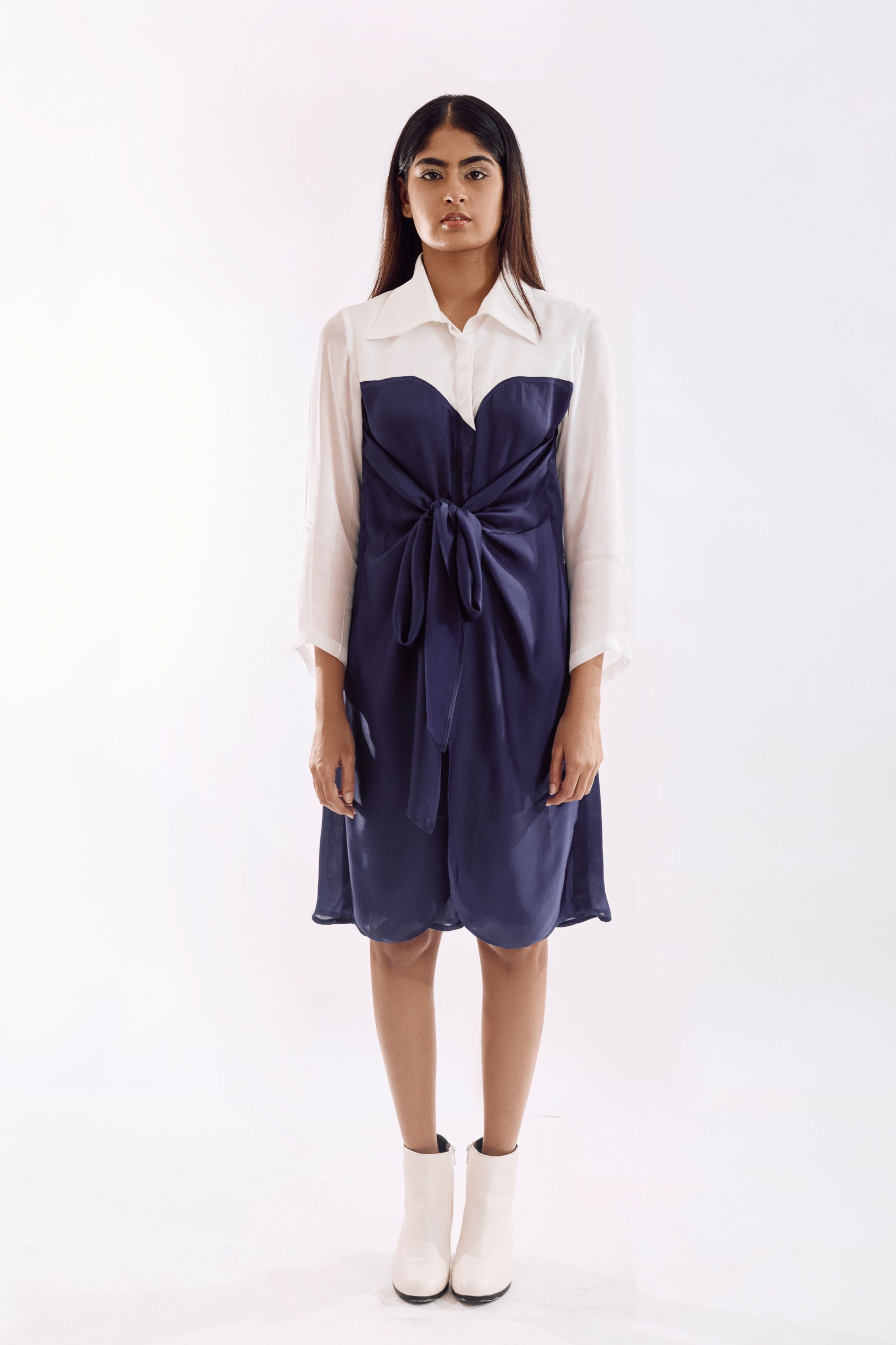 Indigo Half Tie Dress