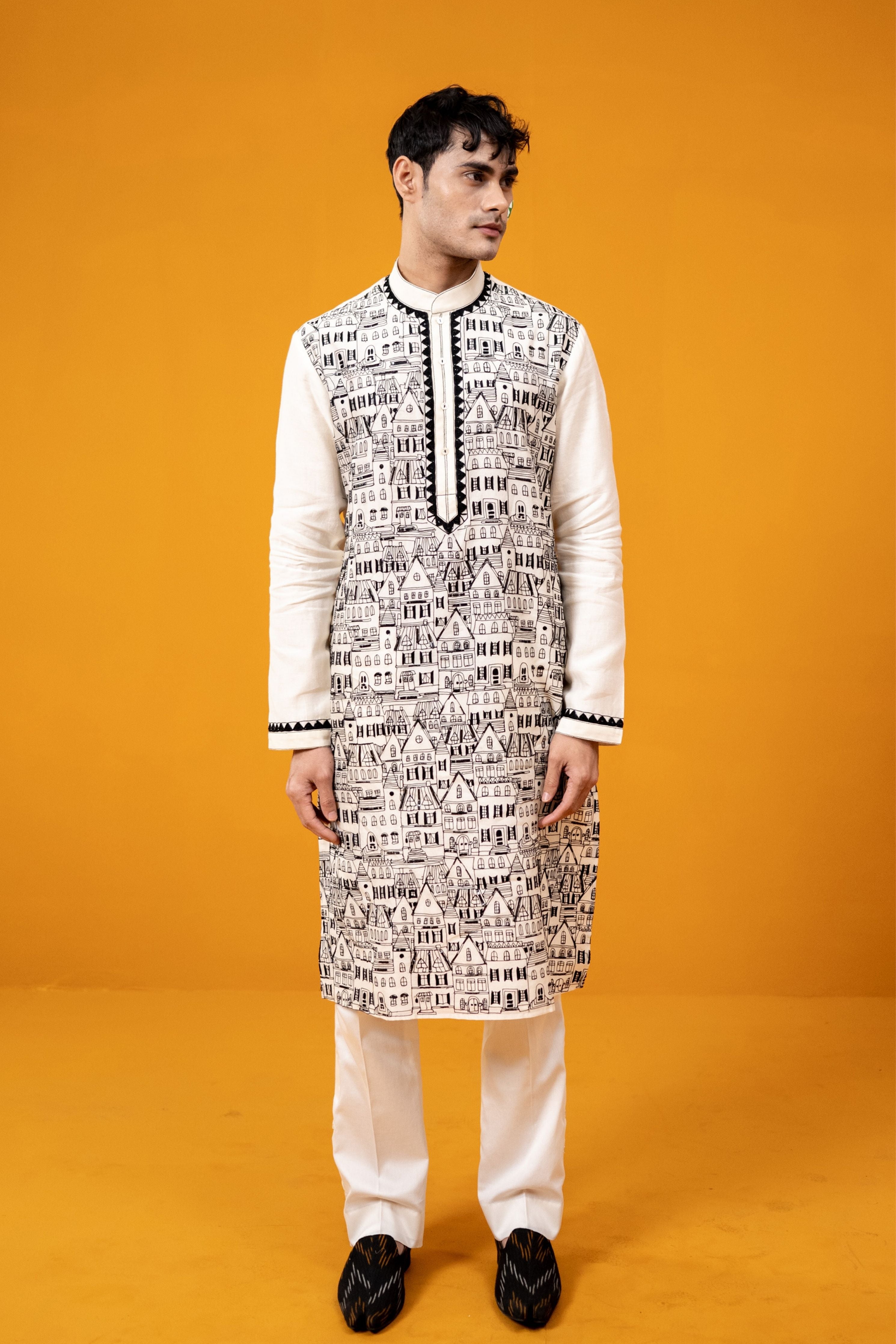 Ivory Cityscape Kurta Set