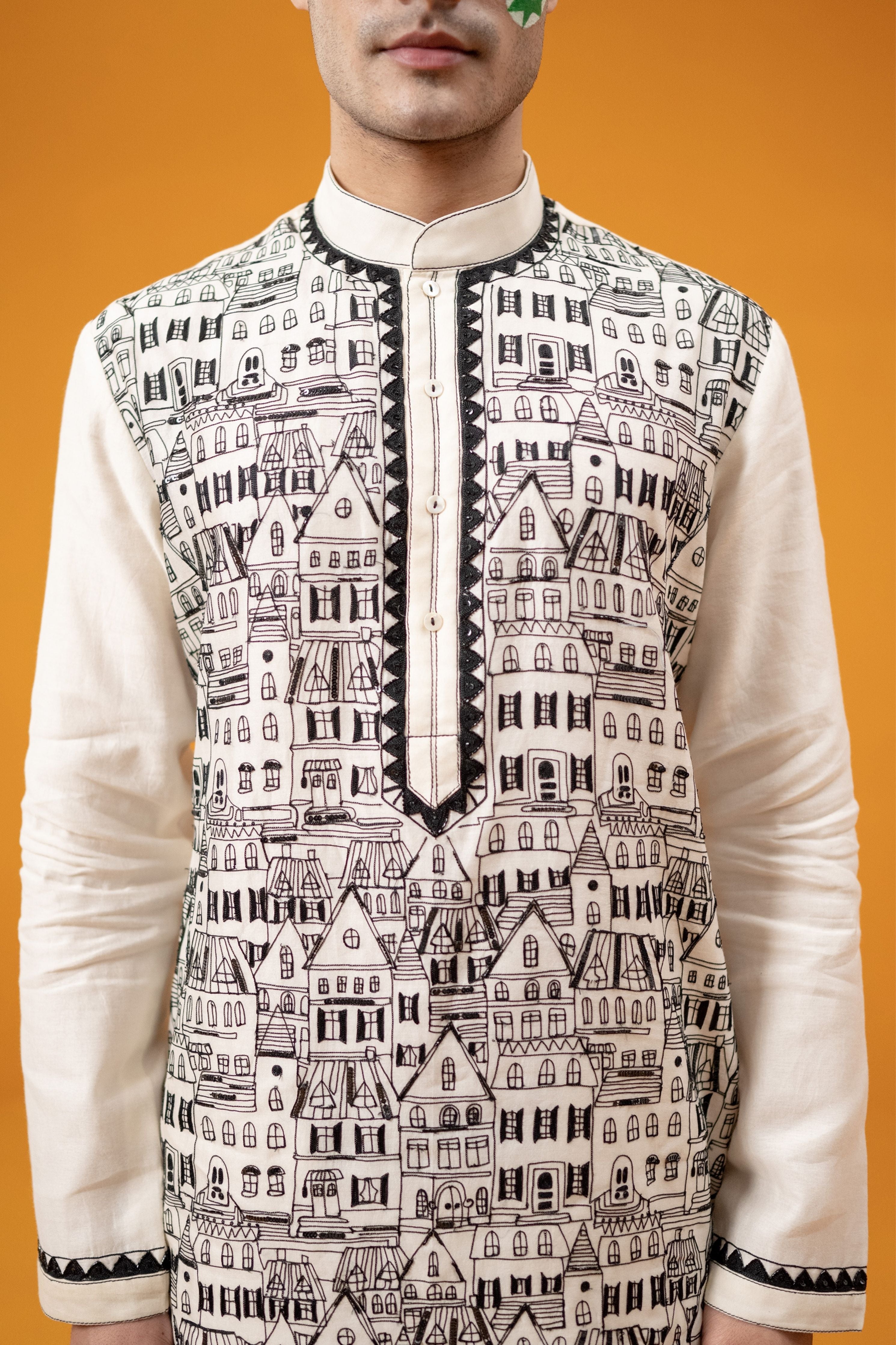 Ivory Cityscape Kurta Set