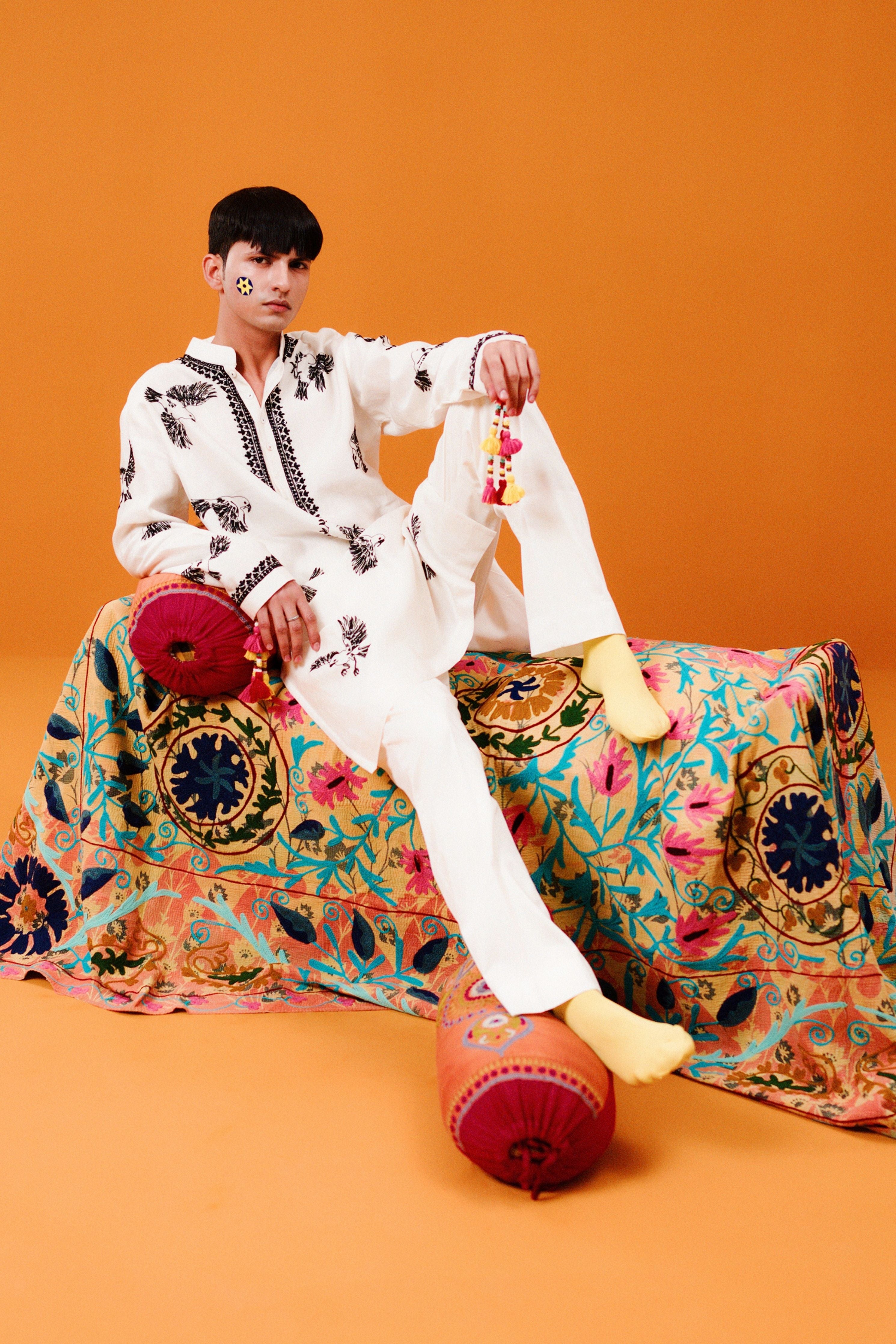 Ivory House Sparrows Kurta Set