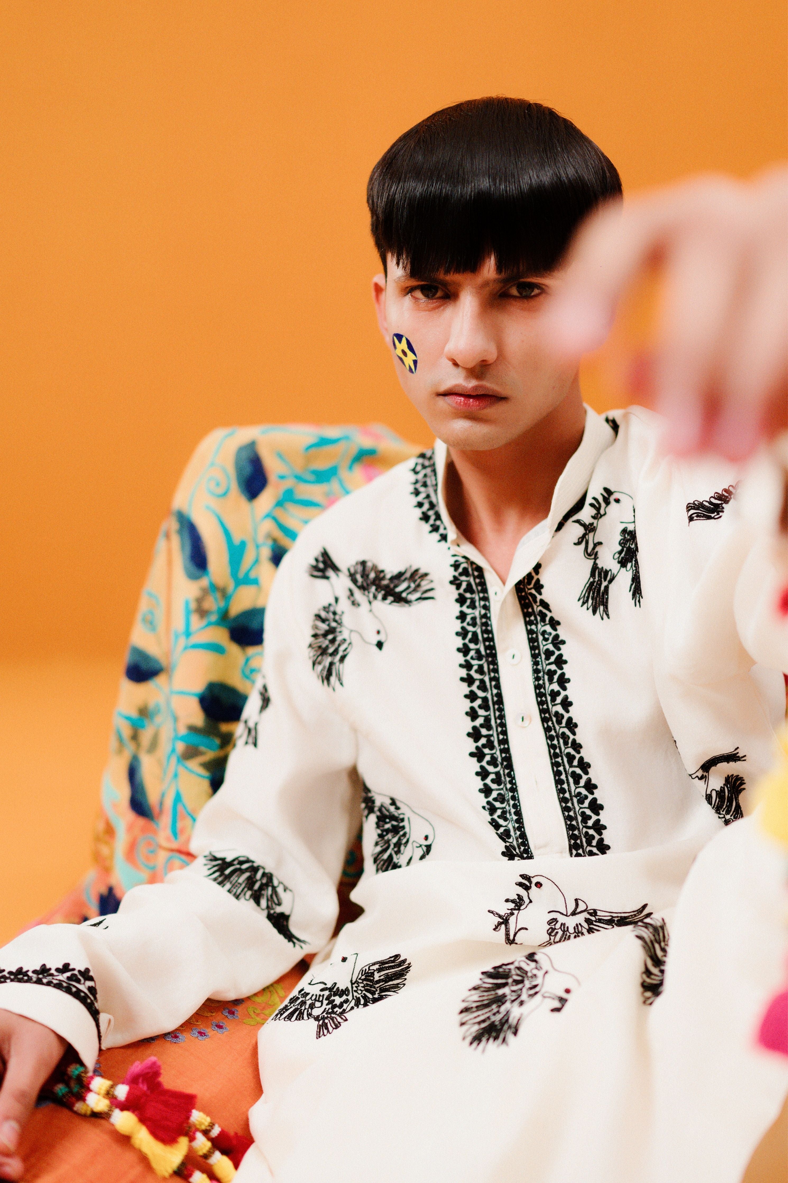 Ivory House Sparrows Kurta Set