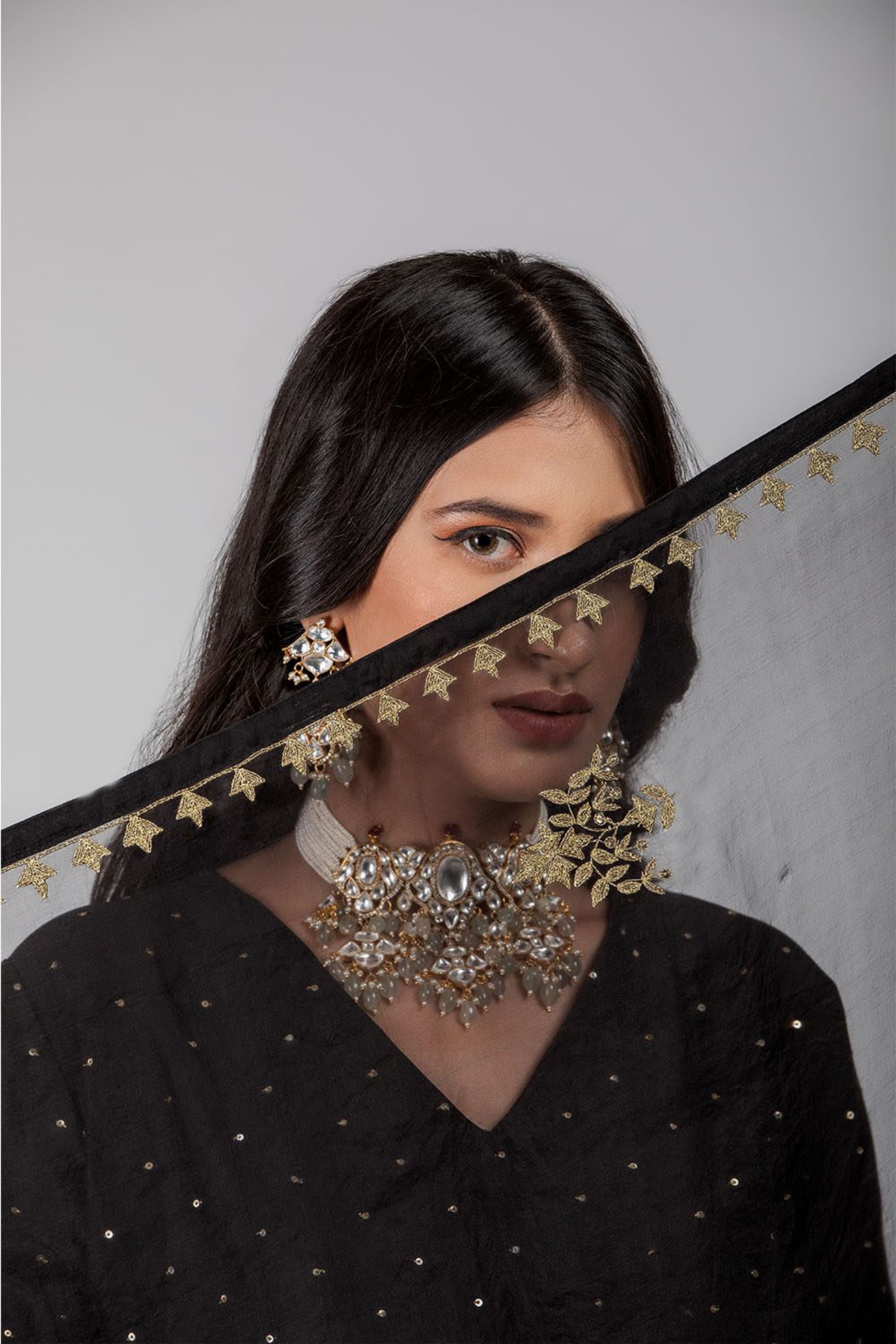 Black Chanderi Silk Kurta Set
