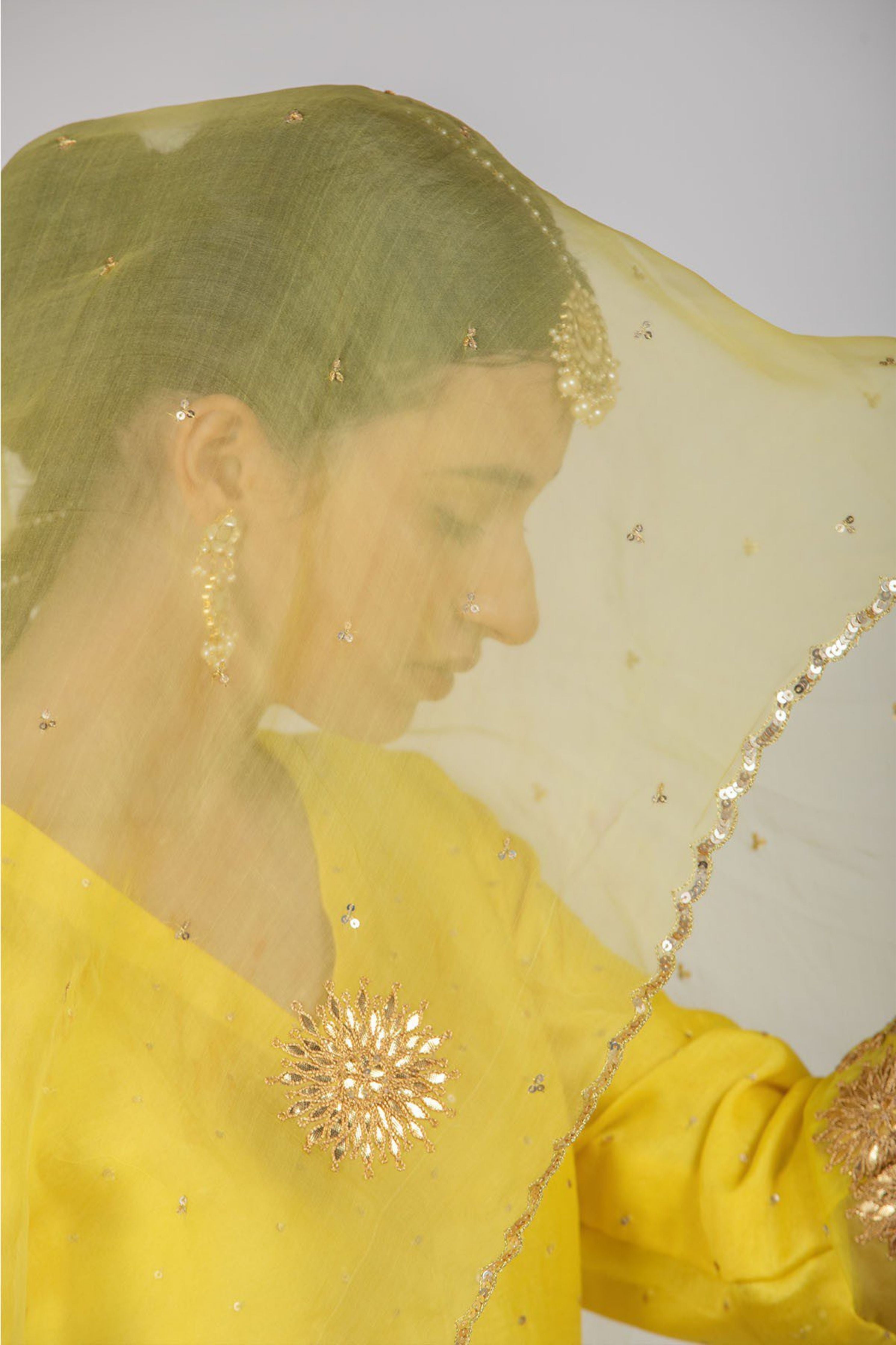 Yellow Chanderi Silk Suit Set