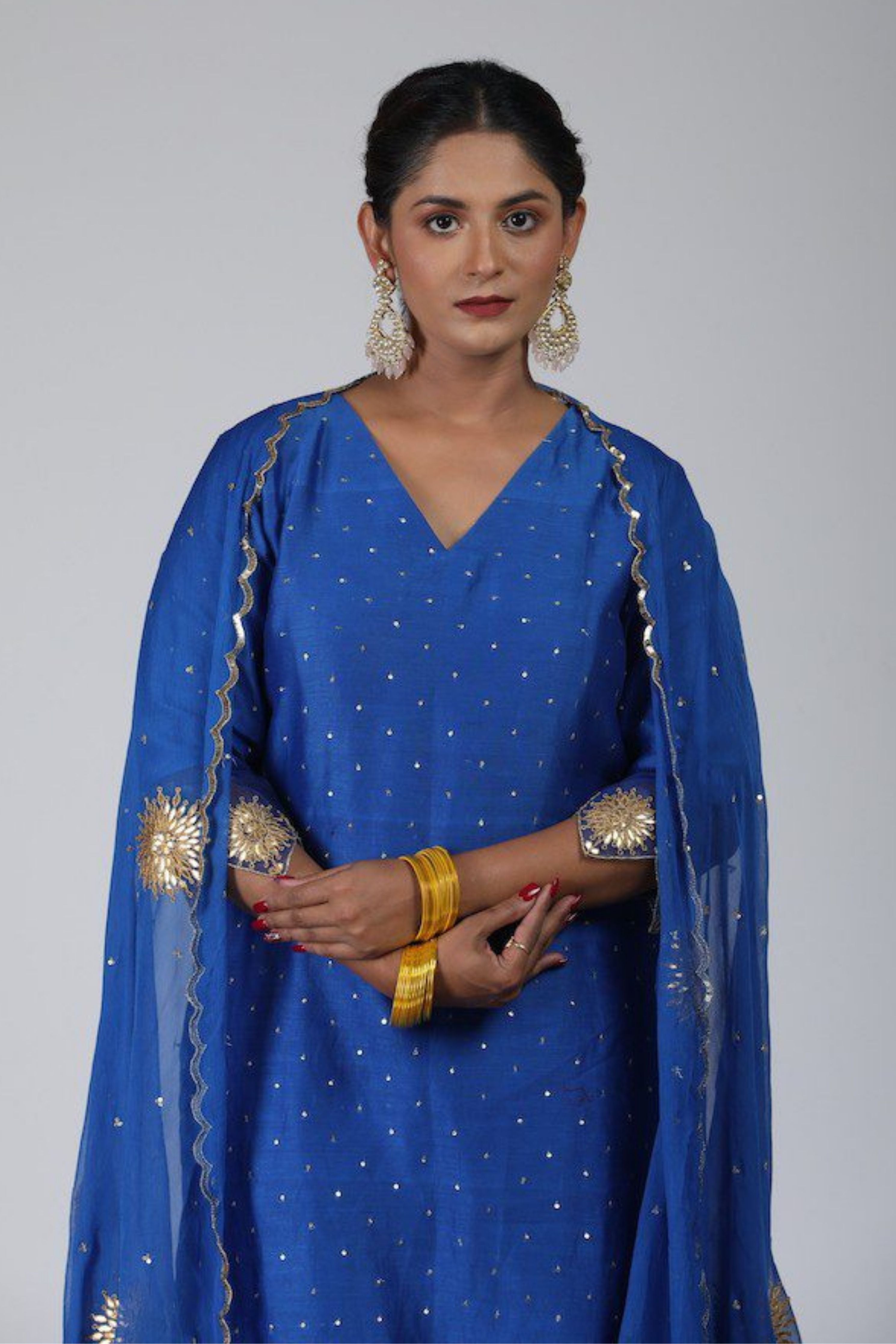 Blue Chanderi Silk Suit Set