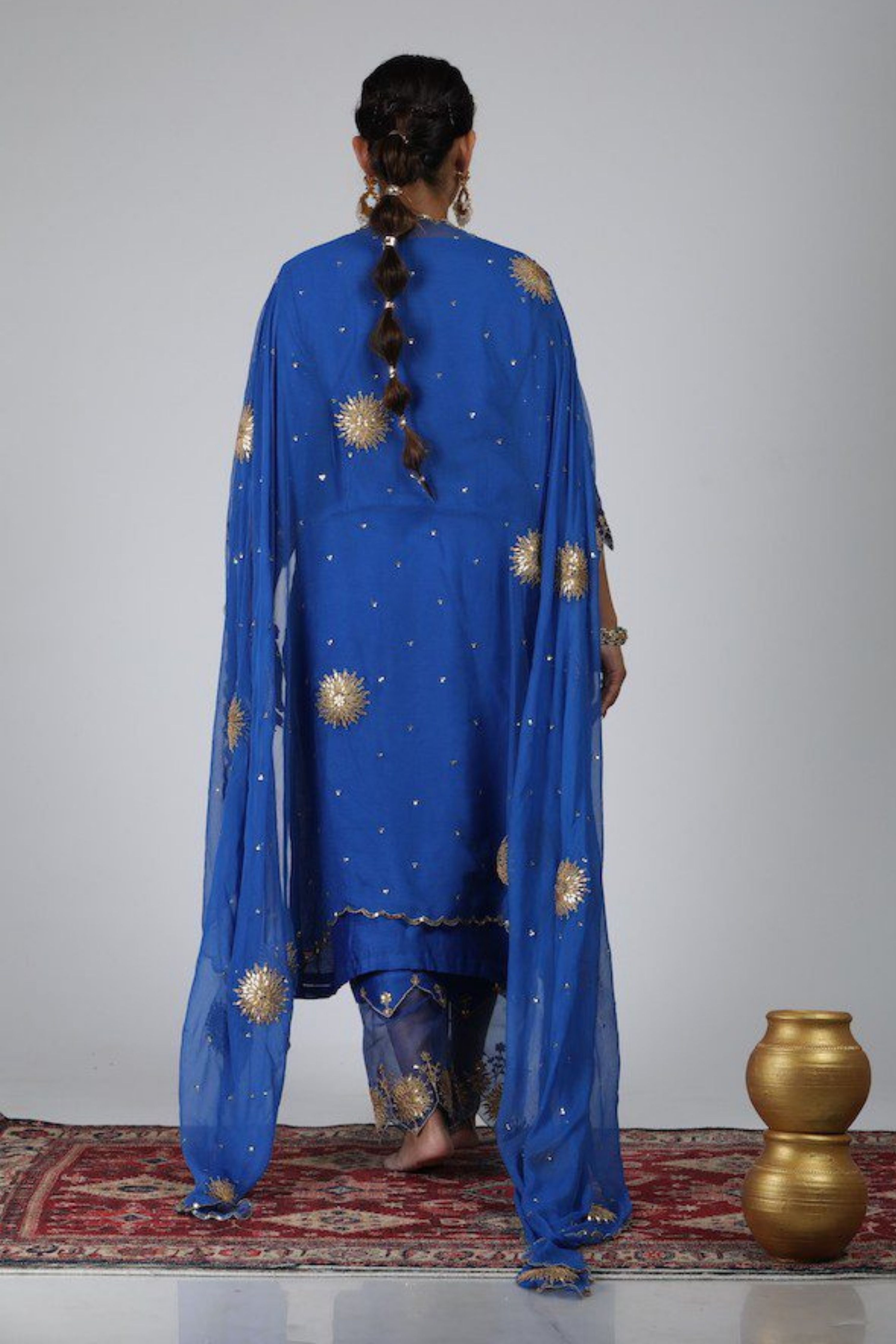 Blue Chanderi Silk Suit Set