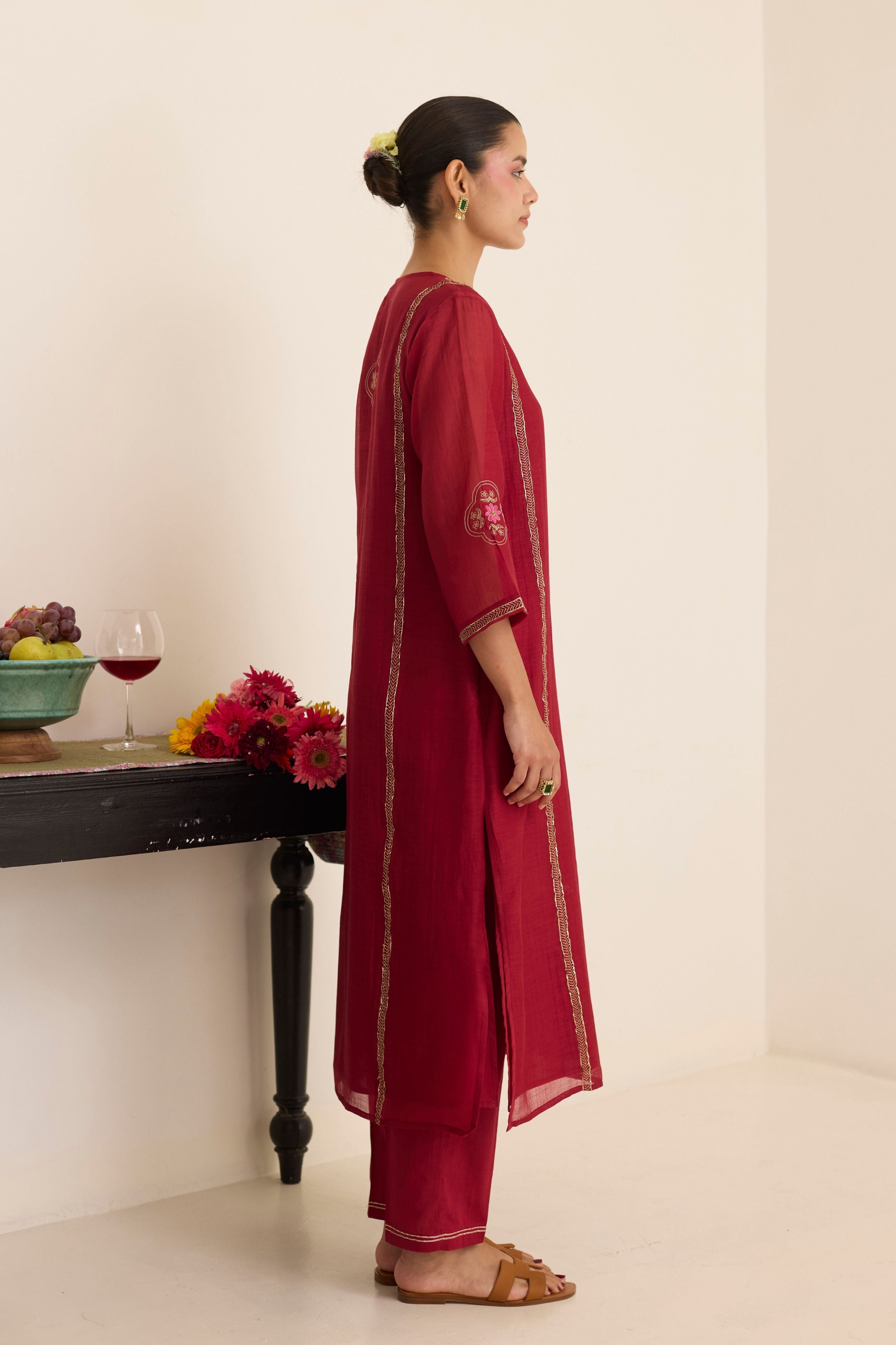 Claret Kurta Set Set